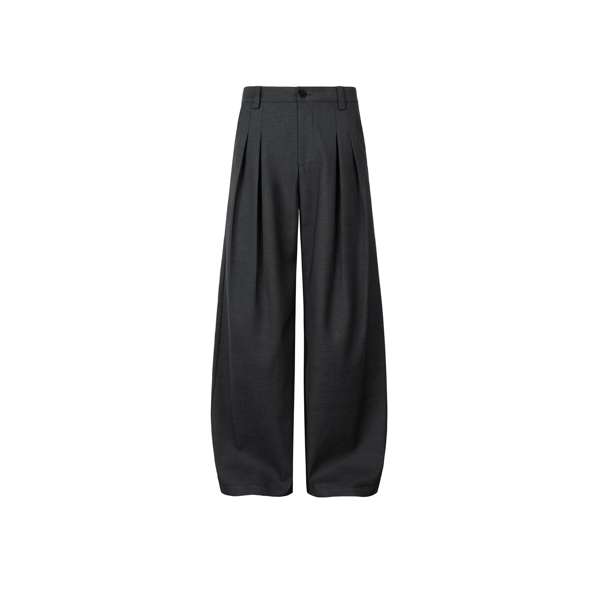 OKAYTHXBYE Essential Pleat Wide-Leg Trousers-Pants-S-Black-Free Shipping Leatheretro