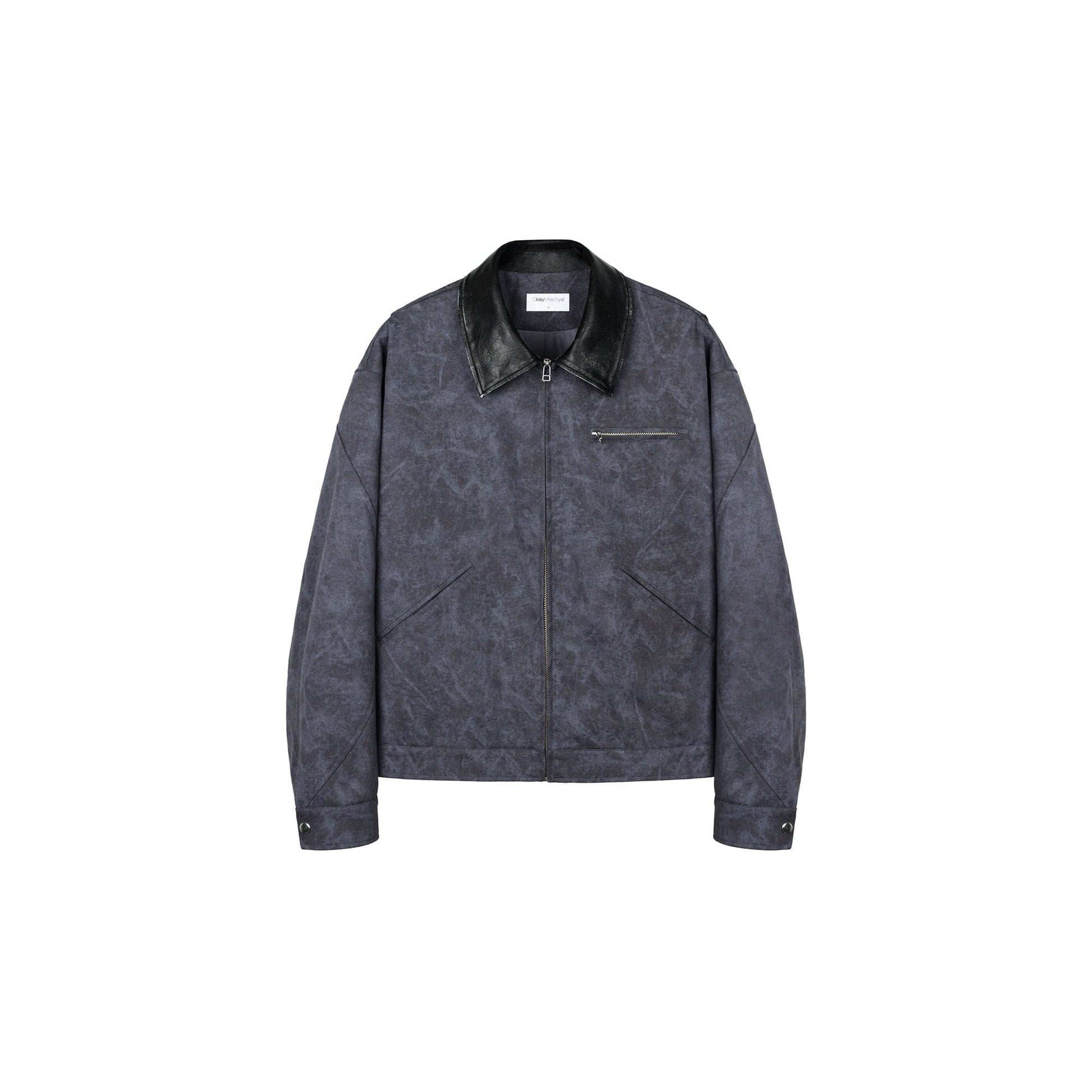 OKAYTHXBYE Essential Contrast Collar Washed Jacket-Jacket-Purple-S-Free Shipping Leatheretro