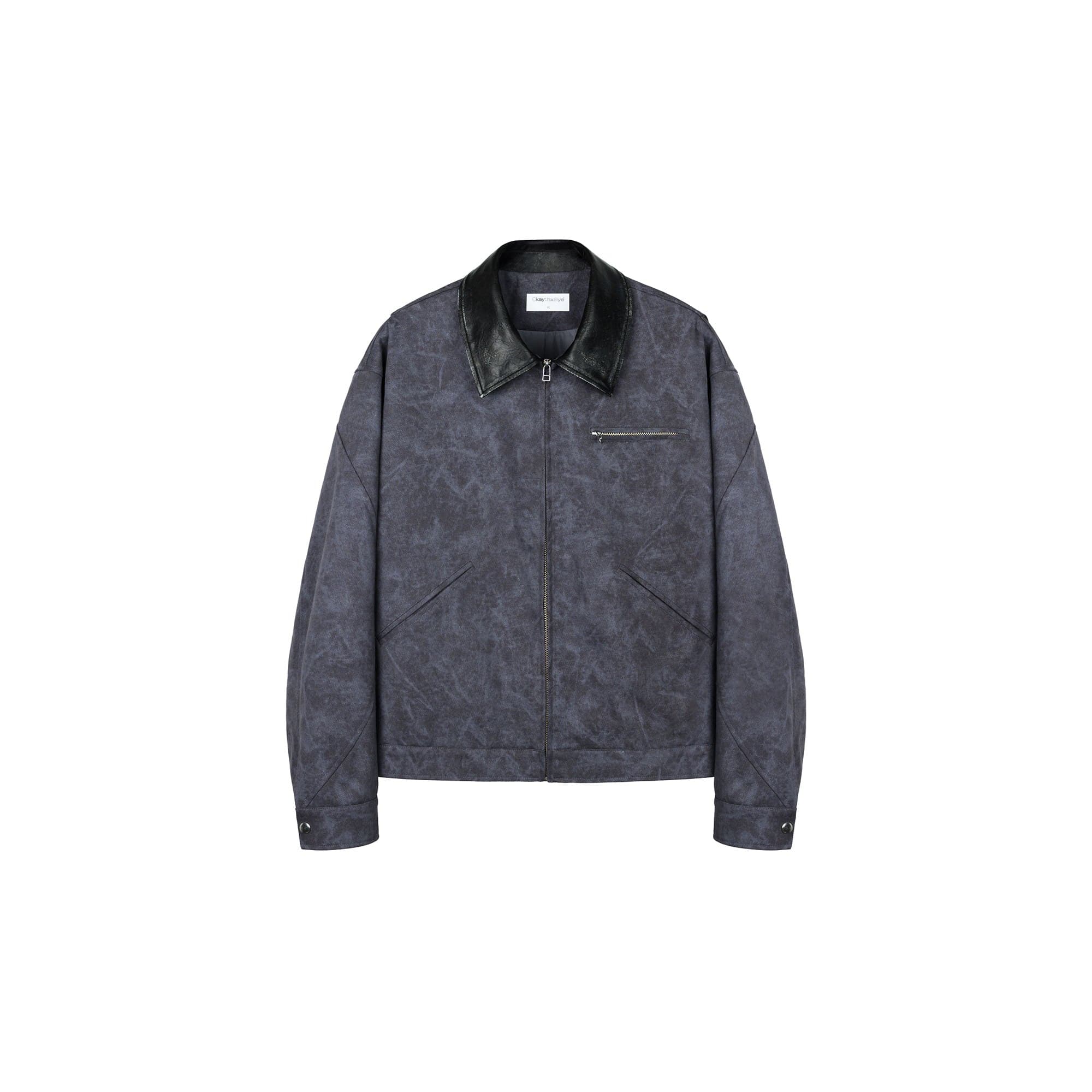 OKAYTHXBYE Essential Contrast Collar Washed Jacket-Jacket-Purple-S-Free Shipping Leatheretro