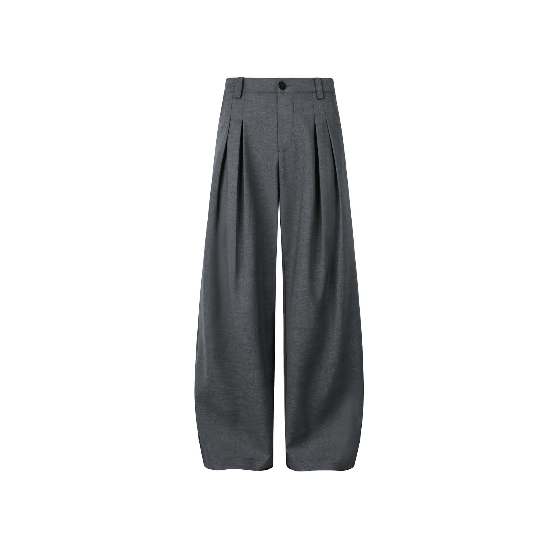 OKAYTHXBYE Essential Pleat Wide-Leg Trousers-Pants-S-Gray-Free Shipping Leatheretro