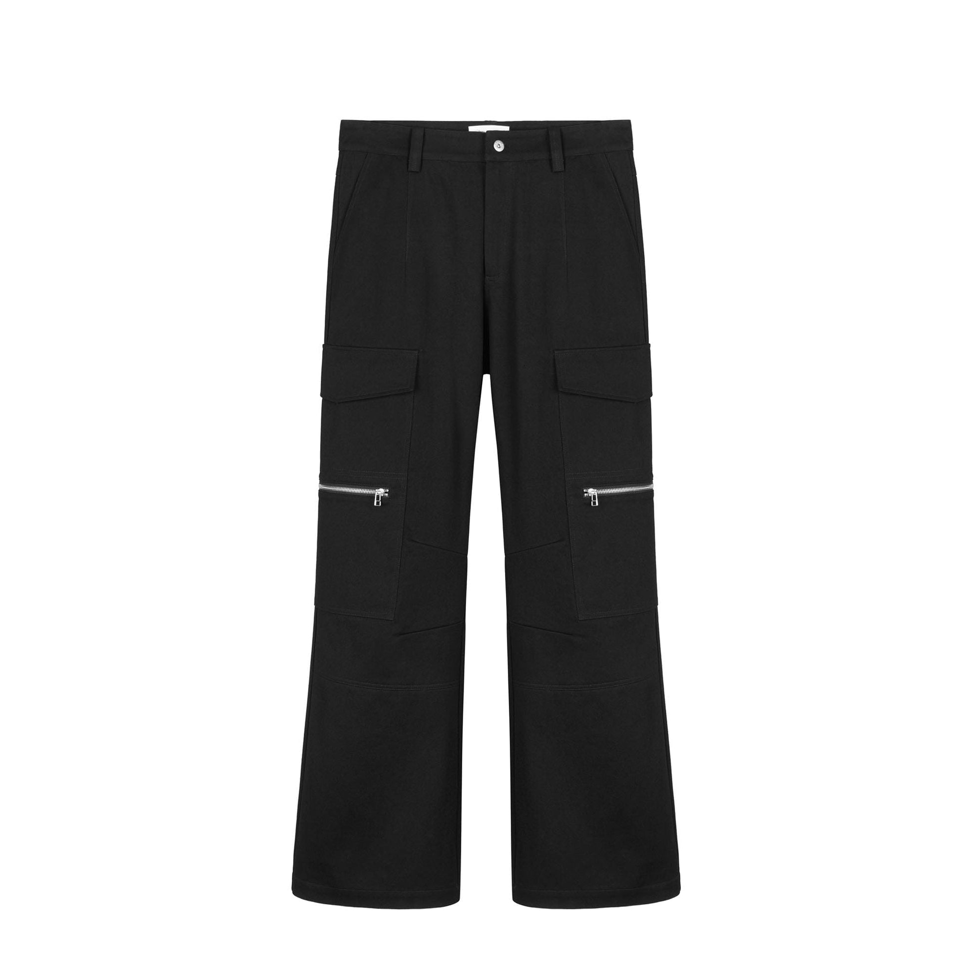 OKAYTHXBYE Muted Marble Multi-Pocket Panel Flared Cargo Pants-Pants-S-Black-Free Shipping Leatheretro
