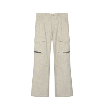 OKAYTHXBYE Muted Marble Multi-Pocket Panel Flared Cargo Pants-Pants-S-Beige-Free Shipping Leatheretro