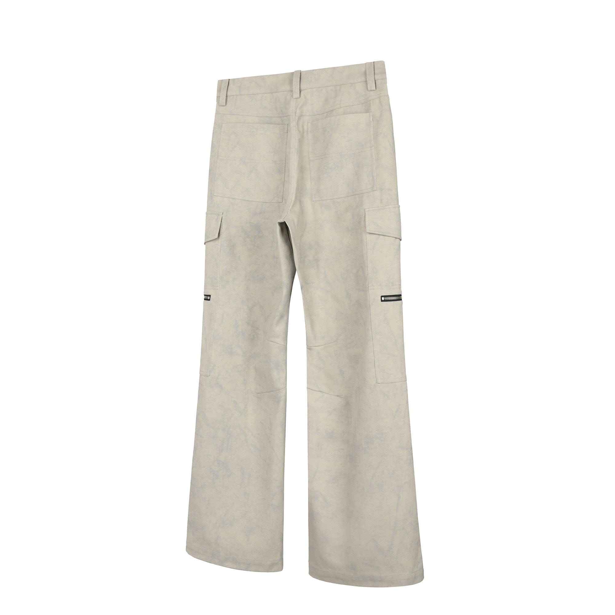 OKAYTHXBYE Muted Marble Multi-Pocket Panel Flared Cargo Pants-Pants-S-Beige-Free Shipping Leatheretro