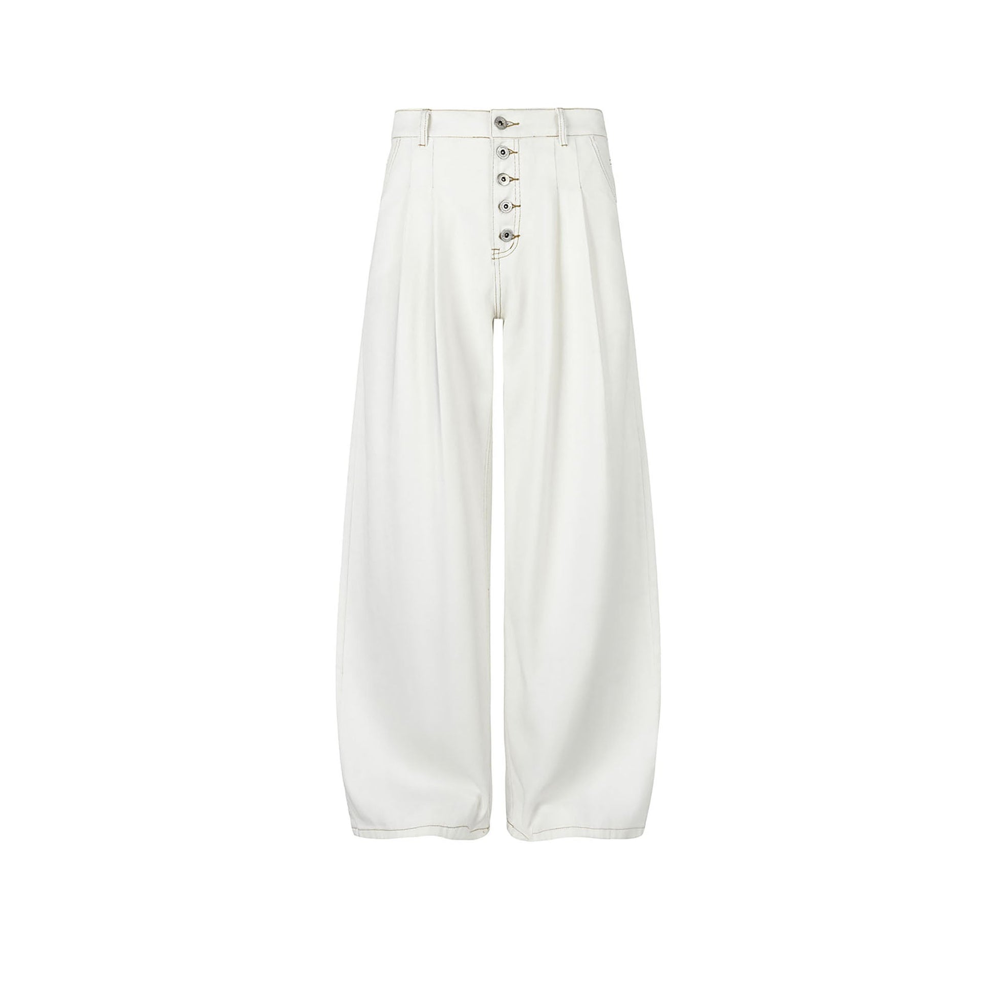 OKAYTHXBYE Classic Pleated Wide-Leg Jeans-Jeans-S-White-Free Shipping Leatheretro