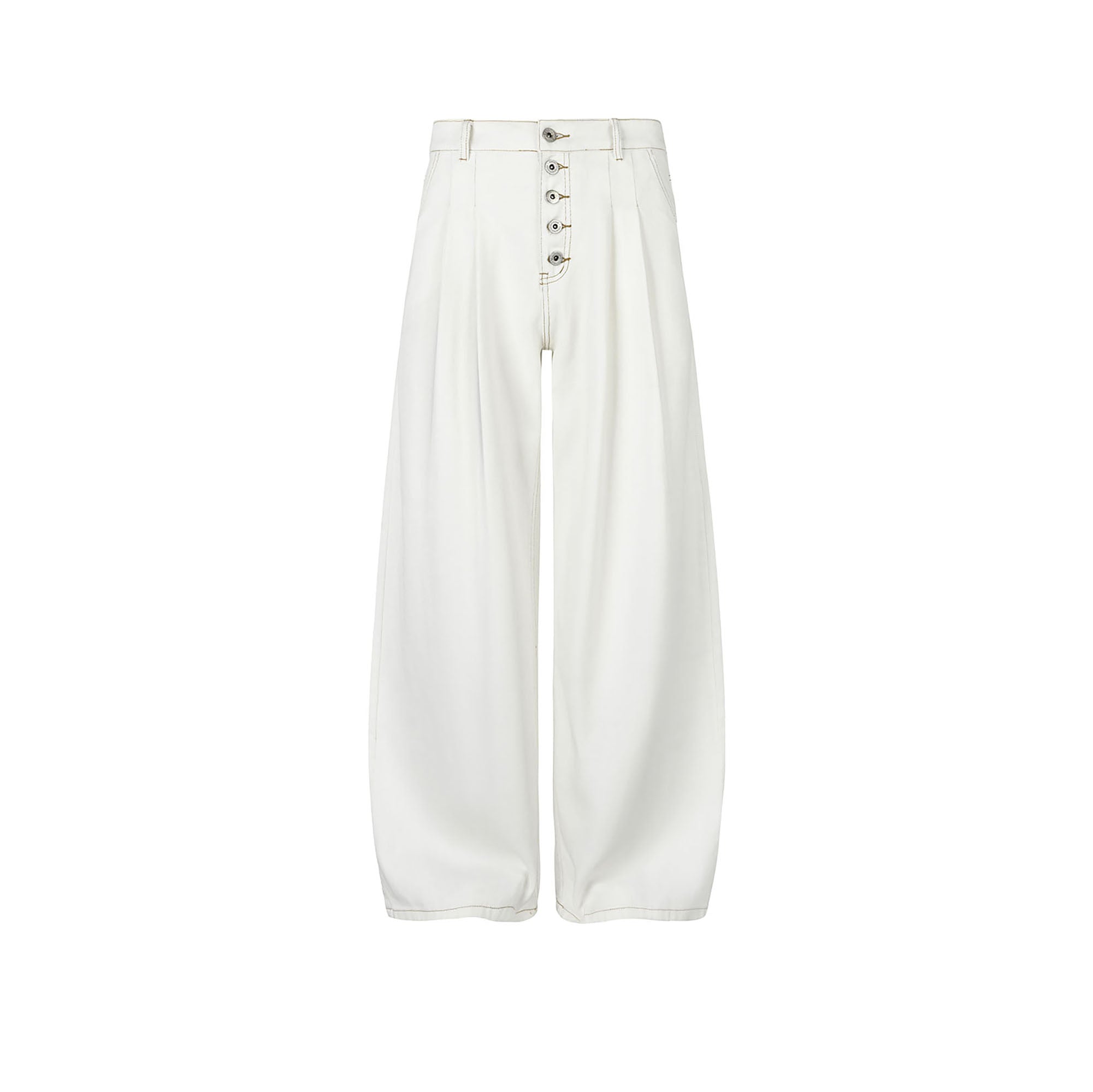 OKAYTHXBYE Classic Pleated Wide-Leg Jeans-Jeans-S-White-Free Shipping Leatheretro