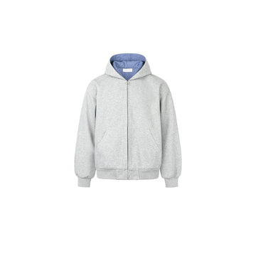 OKAYTHXBYE Houndstooth-Lined Zip-Up Hooded Jacket-Jacket-S-Gray-Free Shipping Leatheretro