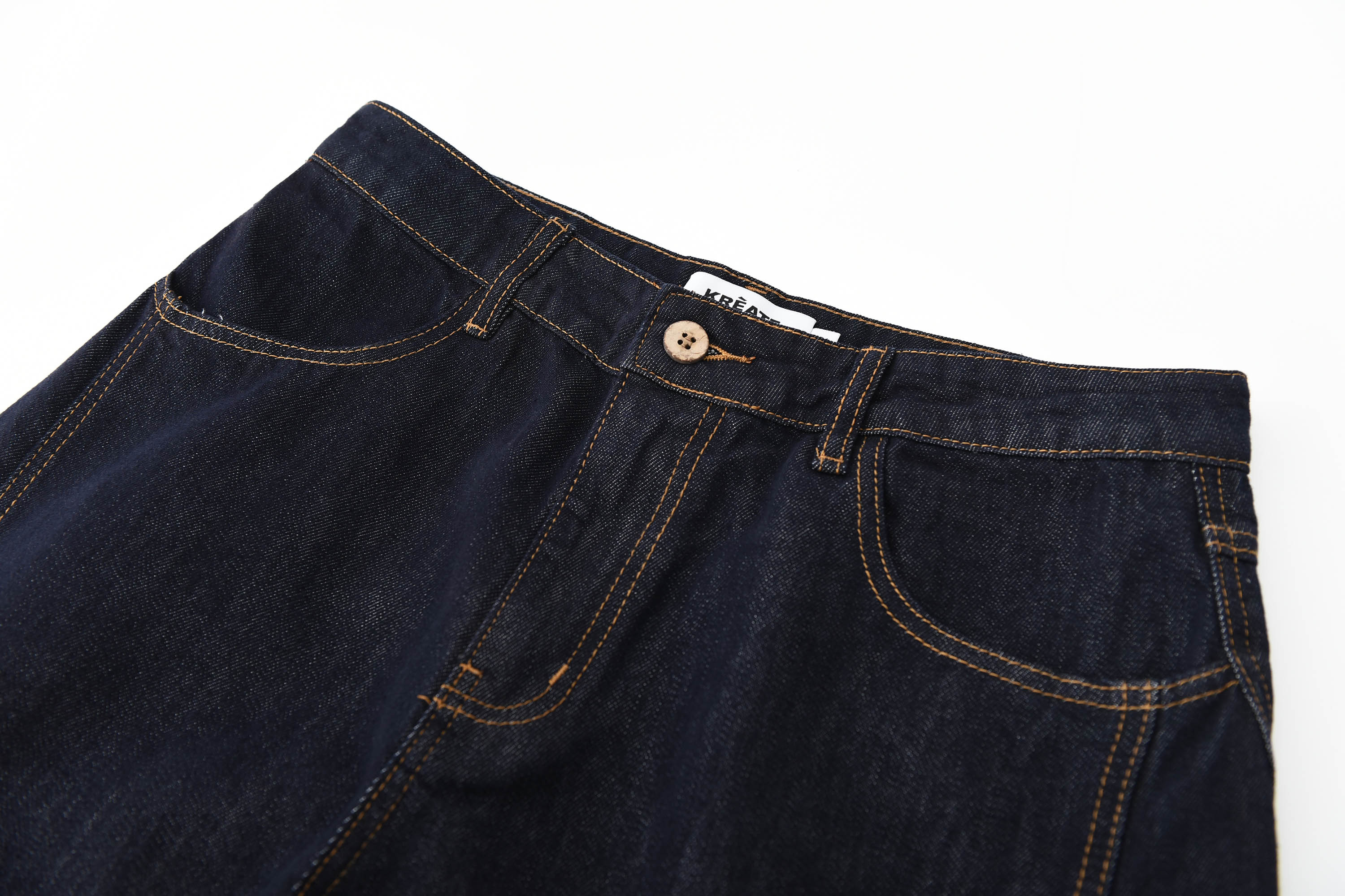 KREATE Button-Trim Flared Jeans-Jeans-S - 30"-Free Shipping Leatheretro