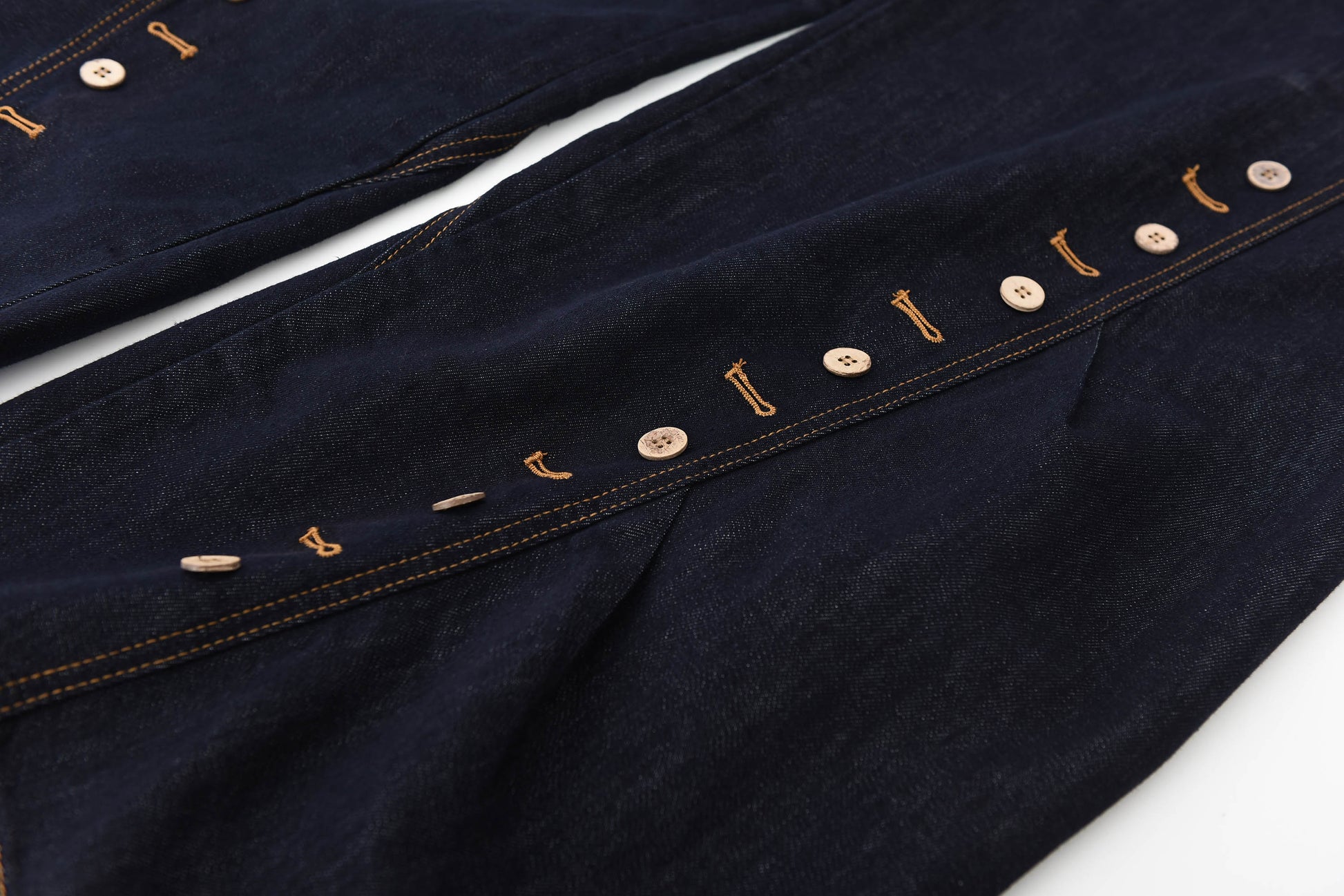 KREATE Button-Trim Flared Jeans-Jeans-S - 30"-Free Shipping Leatheretro