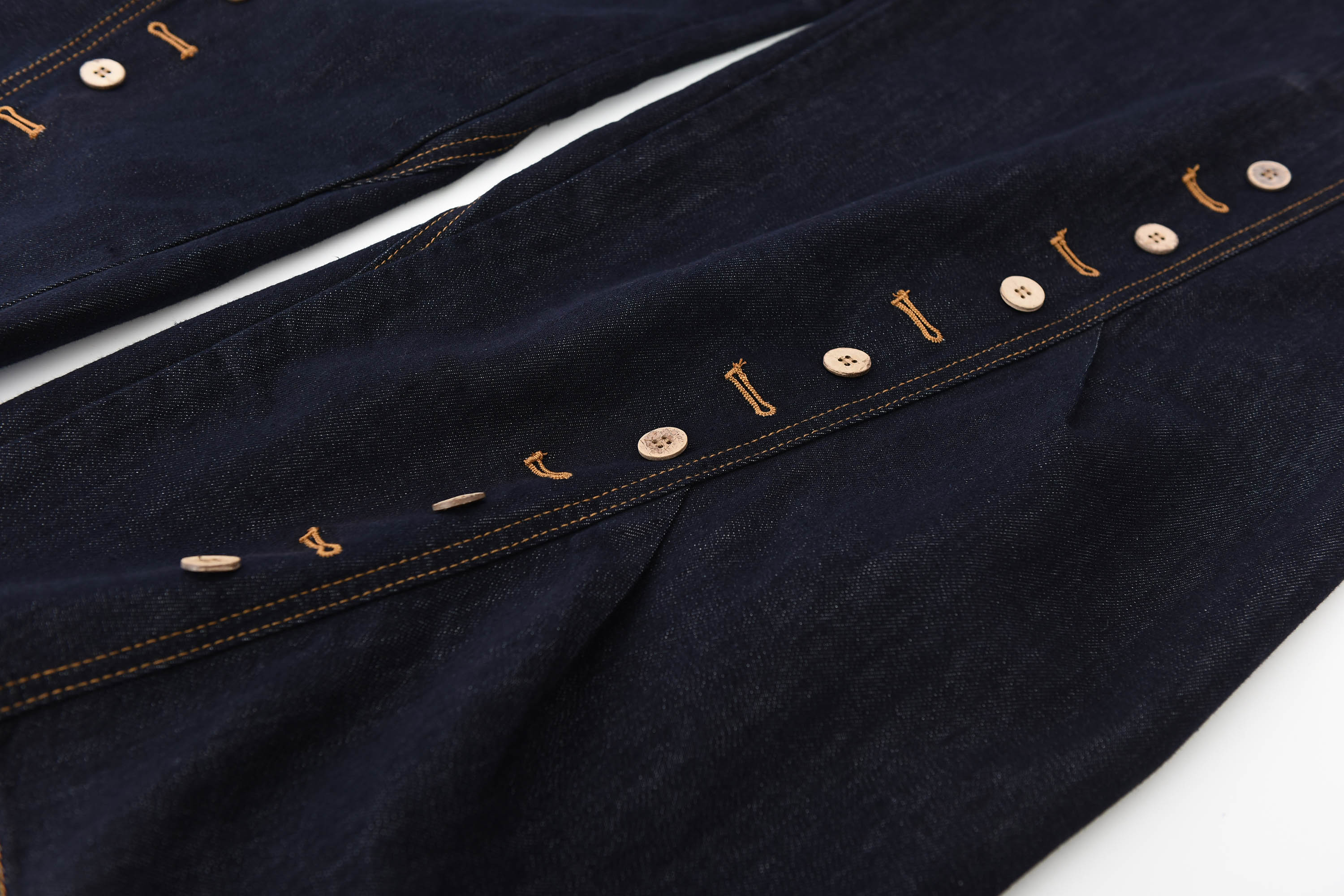 KREATE Button-Trim Flared Jeans-Jeans-S - 30"-Free Shipping Leatheretro