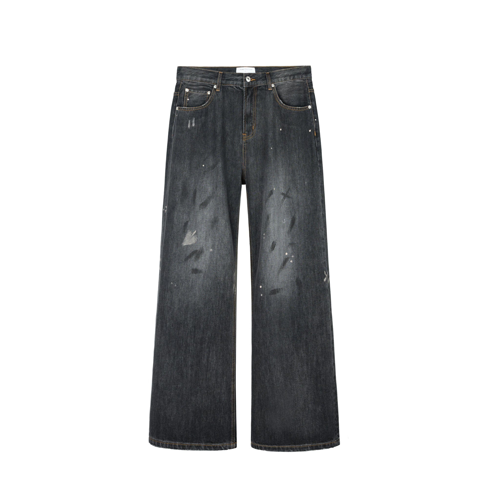 OKAYTHXBYE Paint-Splattered Distressed Jeans-Jeans-S-Black-Free Shipping Leatheretro