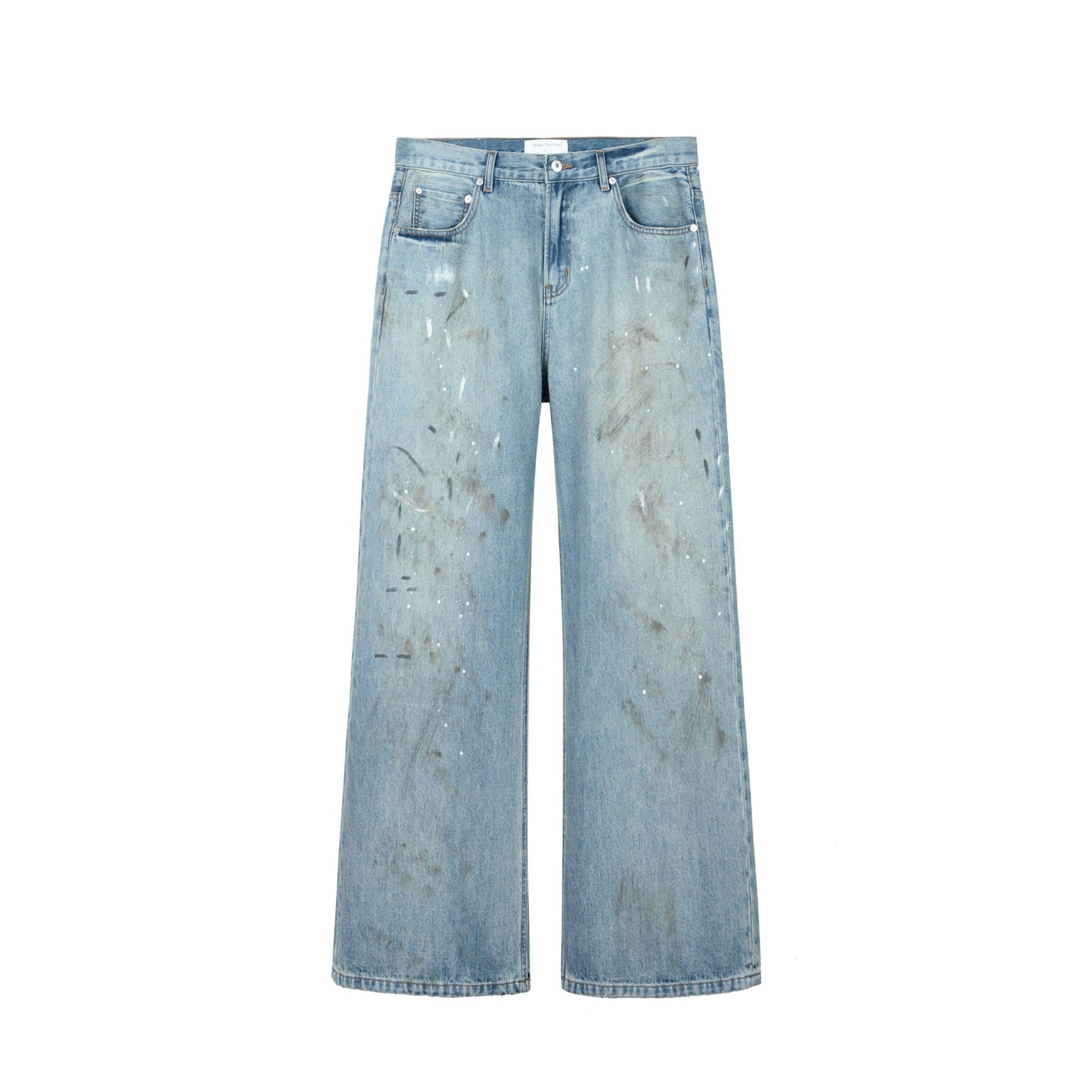 OKAYTHXBYE Paint-Splattered Distressed Jeans-Jeans-S-Blue-Free Shipping Leatheretro