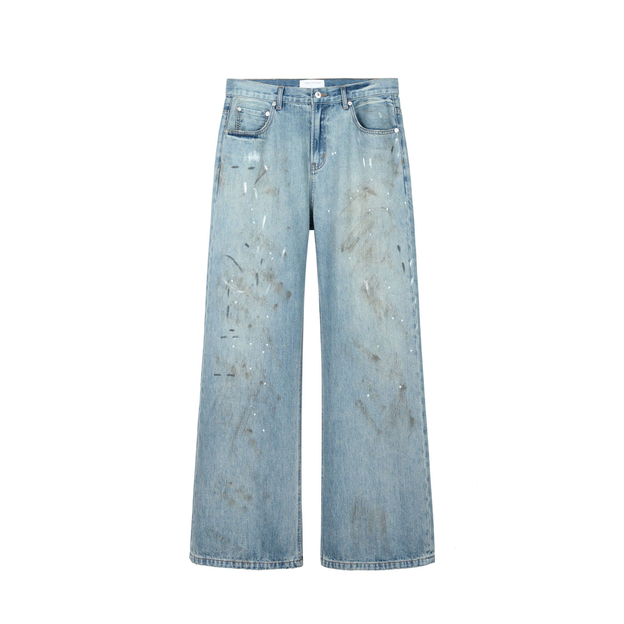 OKAYTHXBYE Paint-Splattered Distressed Jeans-Jeans-S-Blue-Free Shipping Leatheretro