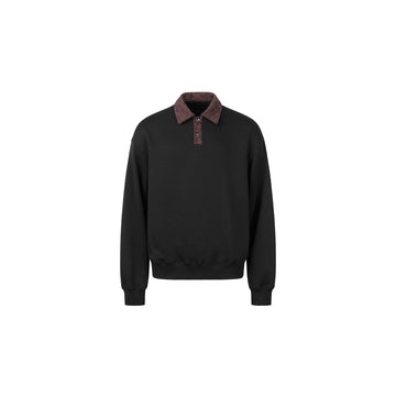 OKAYTHXBYE Flexweave Contrast Collar Sweatshirt-Sweatshirt-S-Black-Free Shipping Leatheretro