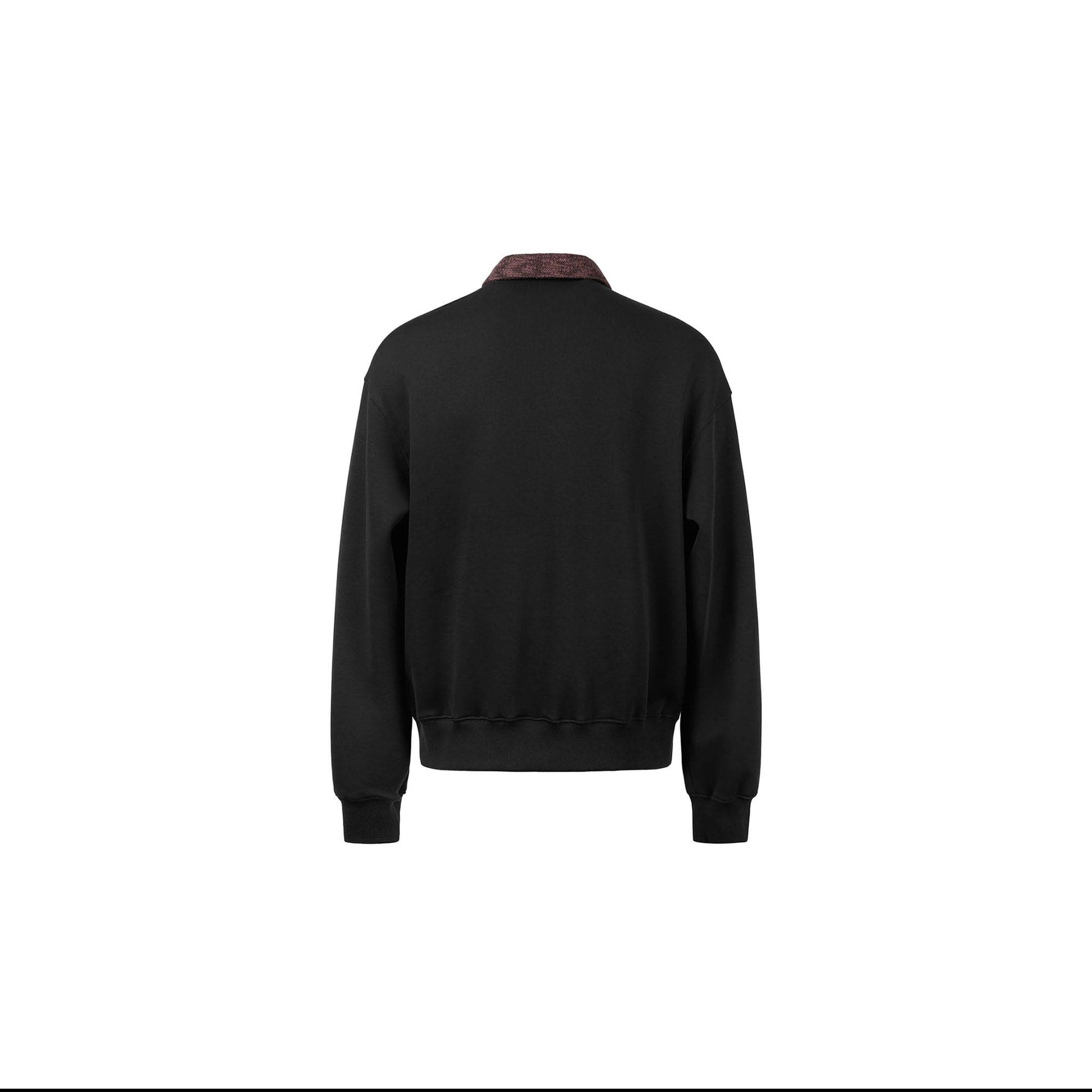 OKAYTHXBYE Flexweave Contrast Collar Sweatshirt-Sweatshirt-S-Black-Free Shipping Leatheretro