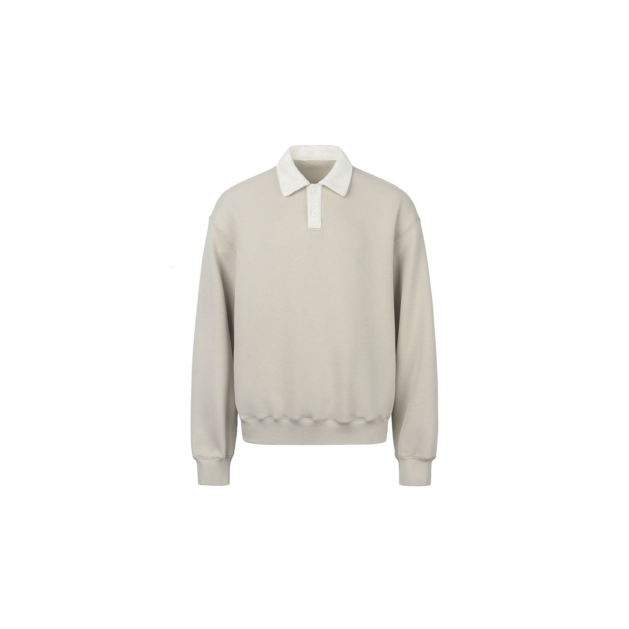 OKAYTHXBYE Flexweave Contrast Collar Sweatshirt-Sweatshirt-S-Beige-Free Shipping Leatheretro