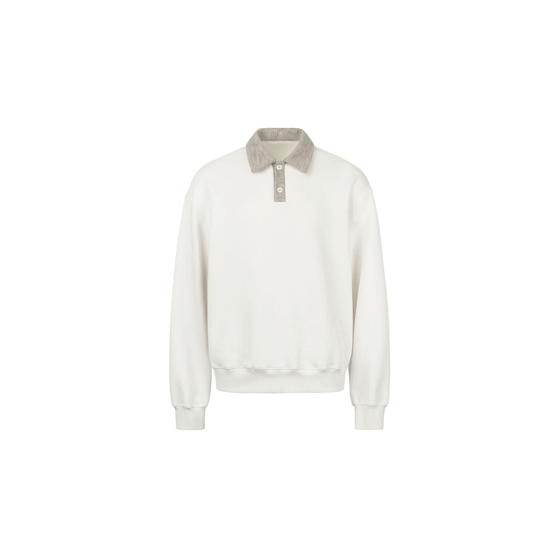 OKAYTHXBYE Flexweave Contrast Collar Sweatshirt-Sweatshirt-S-White-Free Shipping Leatheretro