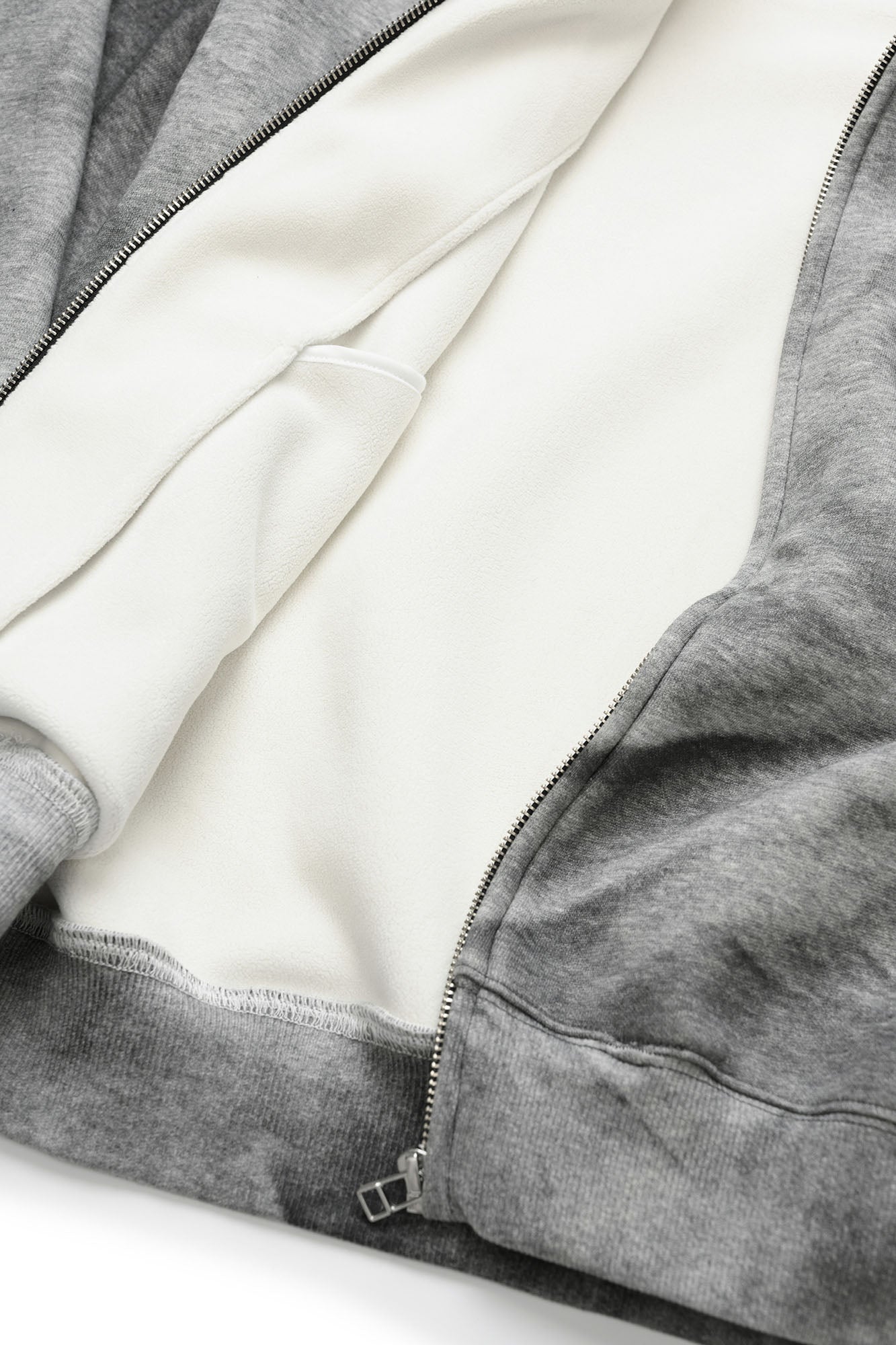 OKAYTHXBYE Essential Sherpa-Lined Boxy Zip Hoodie-Jacket-S-Dark Gray-Free Shipping Leatheretro