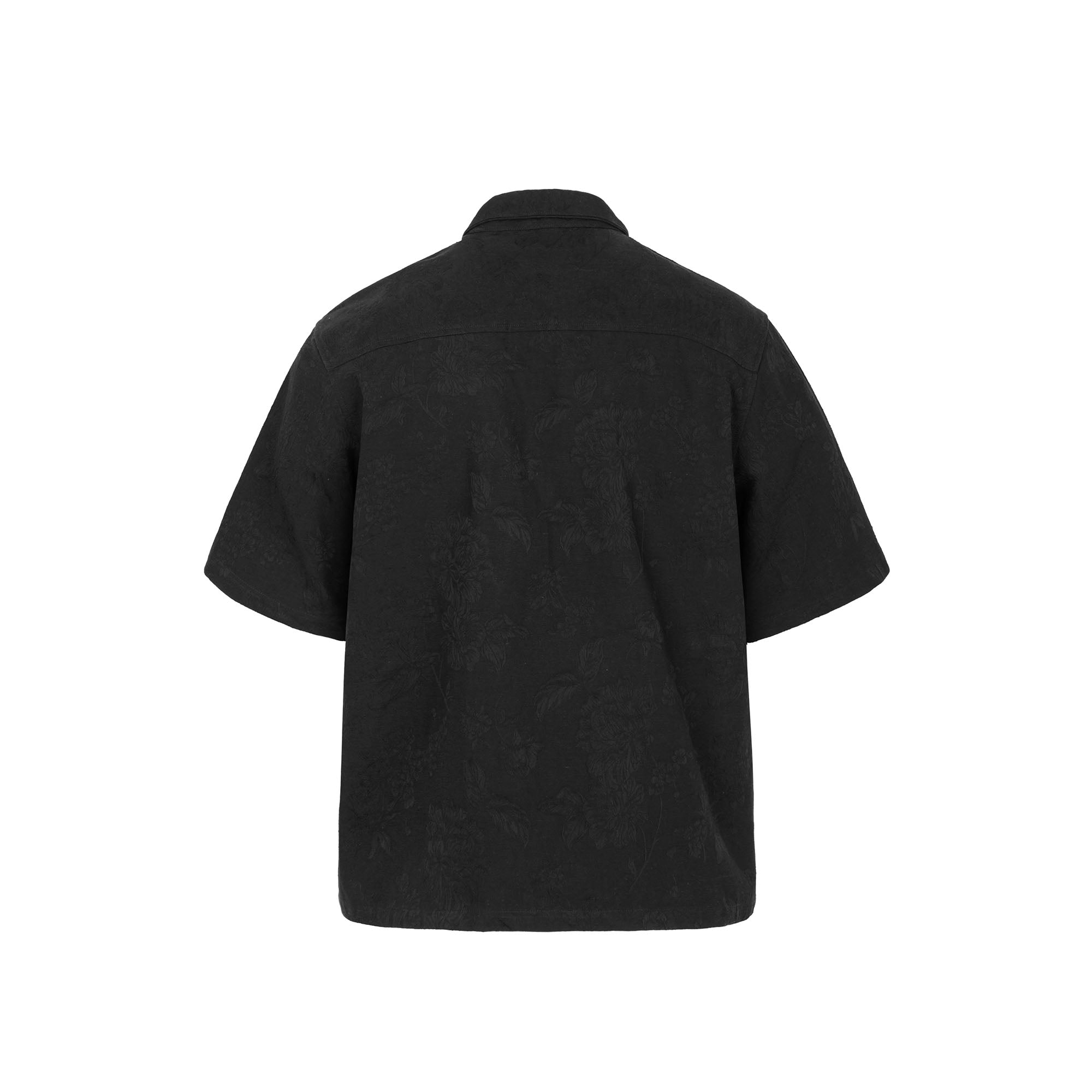 OKAYTHXBYE Floral Embossed Stand Collar Shirt-Half shirt-S-White-Free Shipping Leatheretro