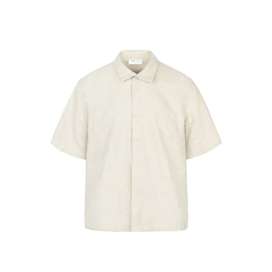 OKAYTHXBYE Floral Embossed Stand Collar Shirt-Half shirt-S-White-Free Shipping Leatheretro