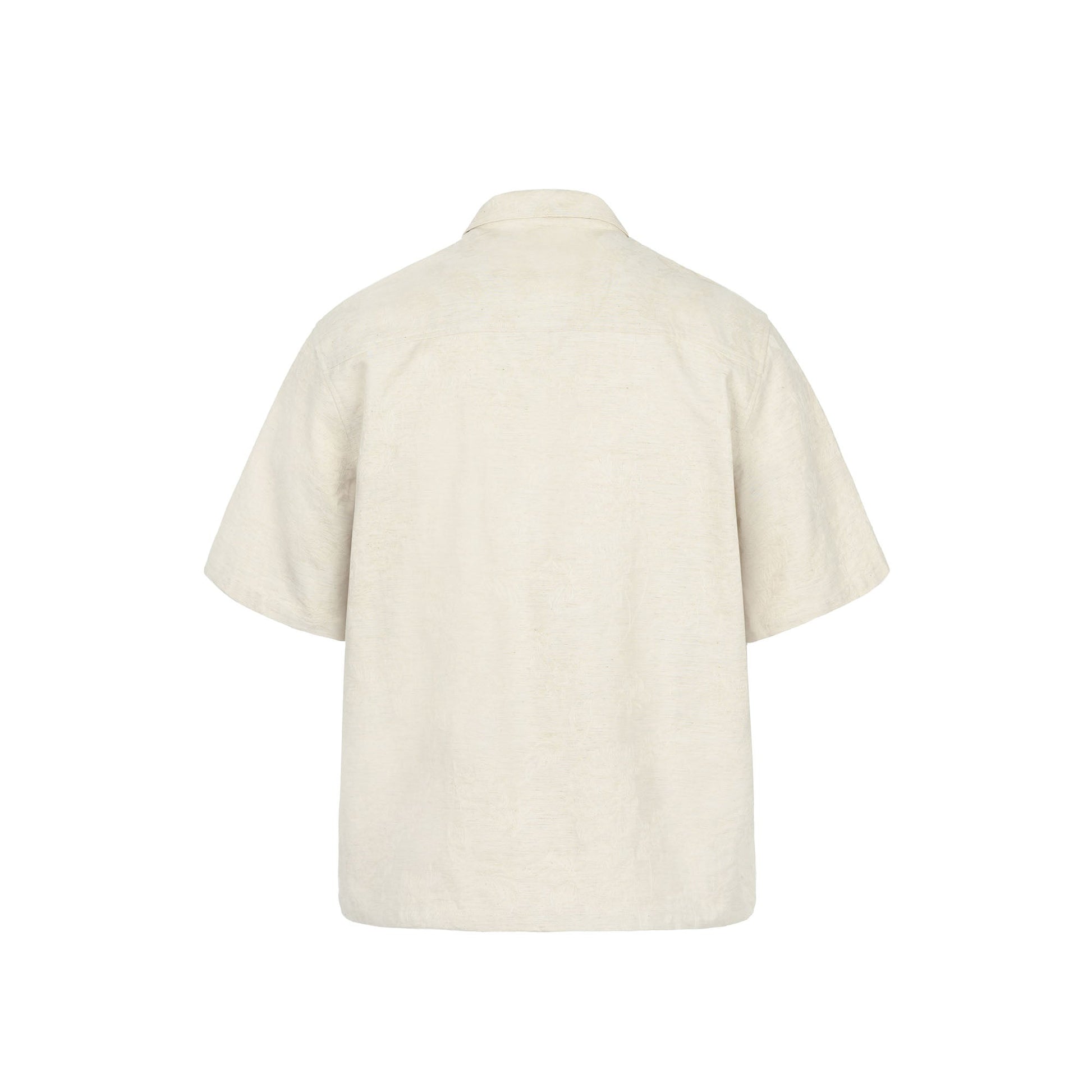 OKAYTHXBYE Floral Embossed Stand Collar Shirt-Half shirt-S-White-Free Shipping Leatheretro