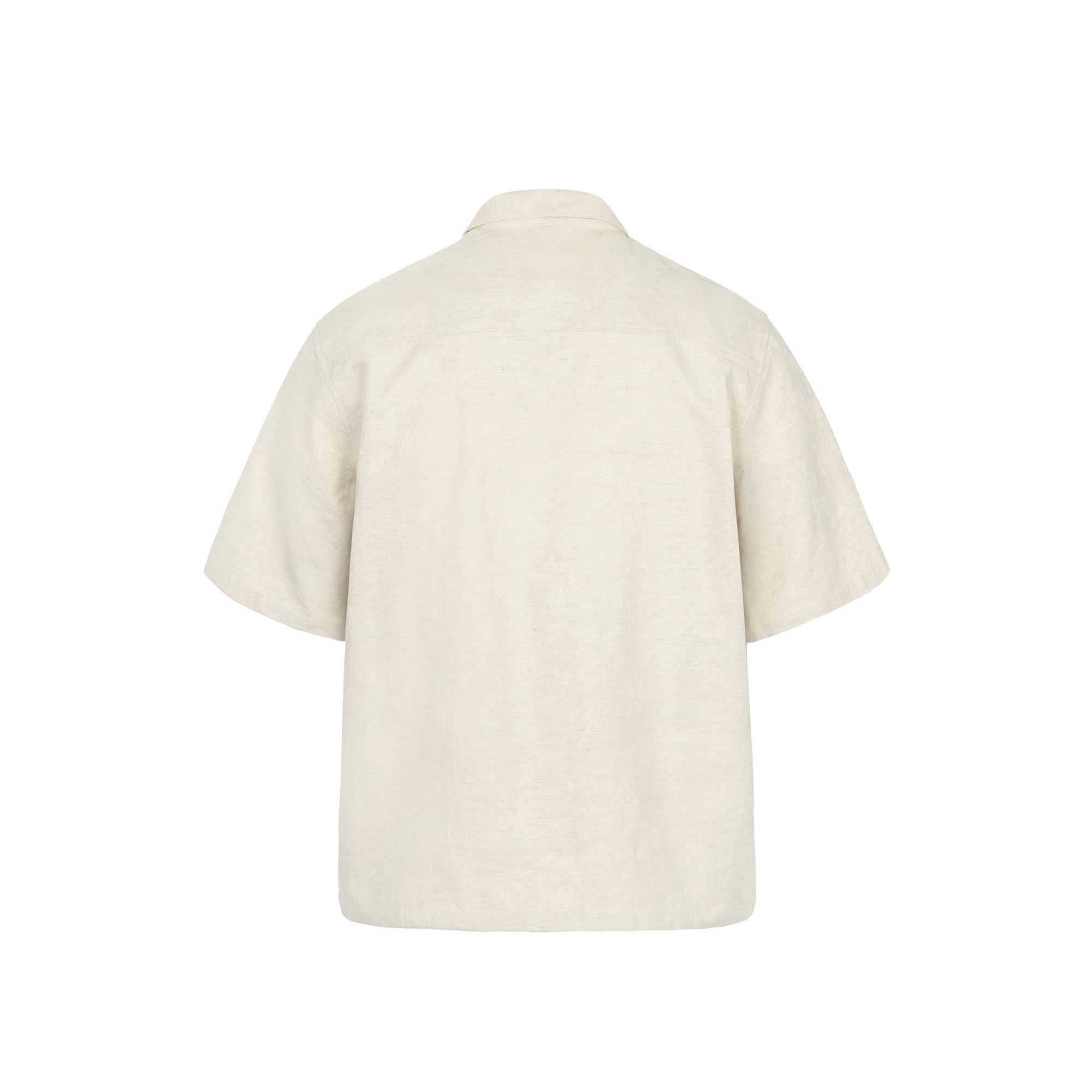 OKAYTHXBYE Floral Embossed Stand Collar Shirt-Half shirt-S-White-Free Shipping Leatheretro