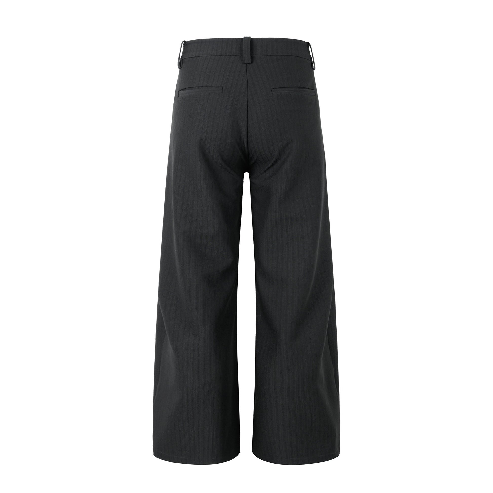 OKAYTHXBYE Pleated Shadow-Stripe Oversized Pants-Pants-S-Gray-Free Shipping Leatheretro