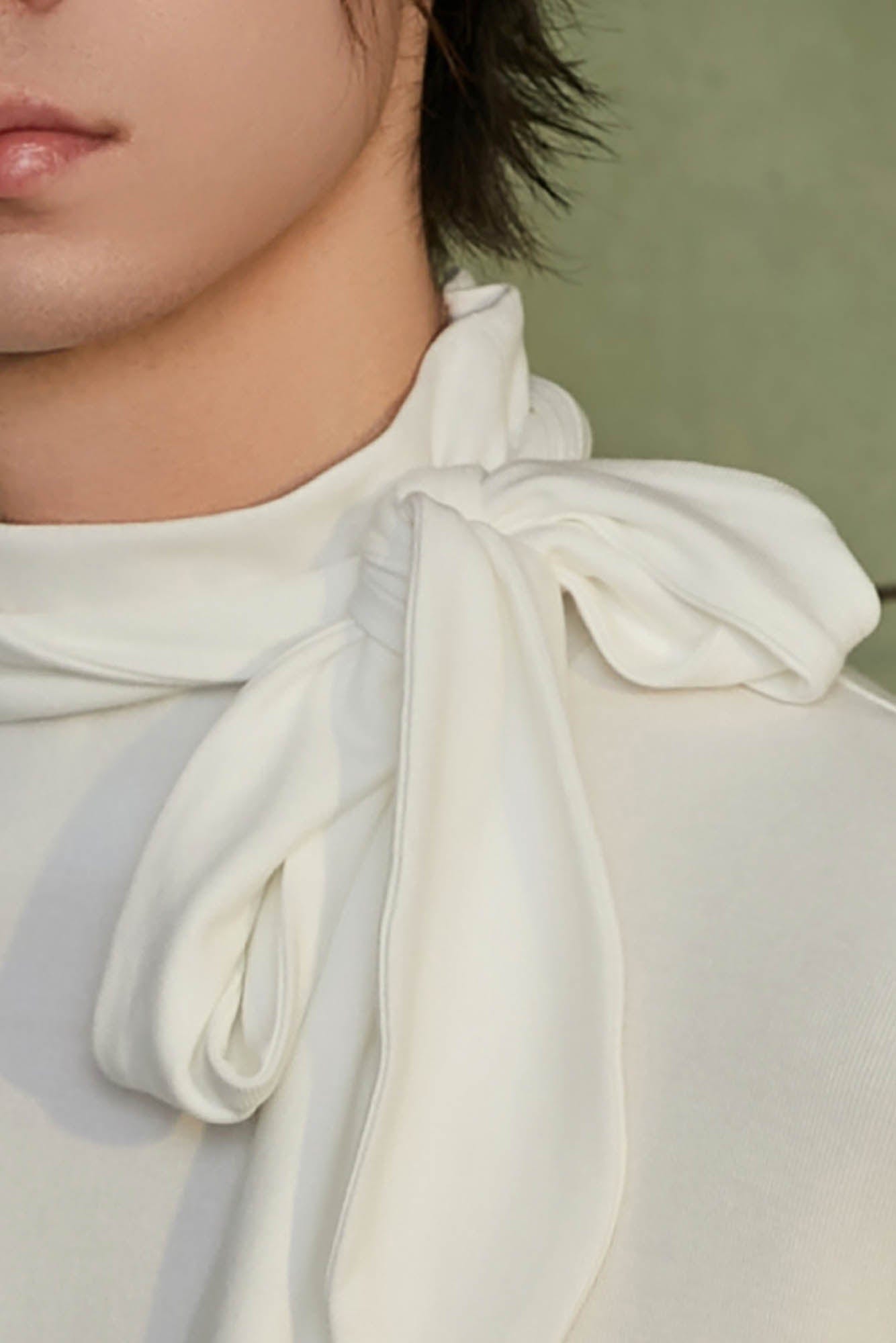 JIECHI Bow-Tie Stand-Neck Long-Sleeve Tee-L/S Tee-M-Free Shipping Leatheretro