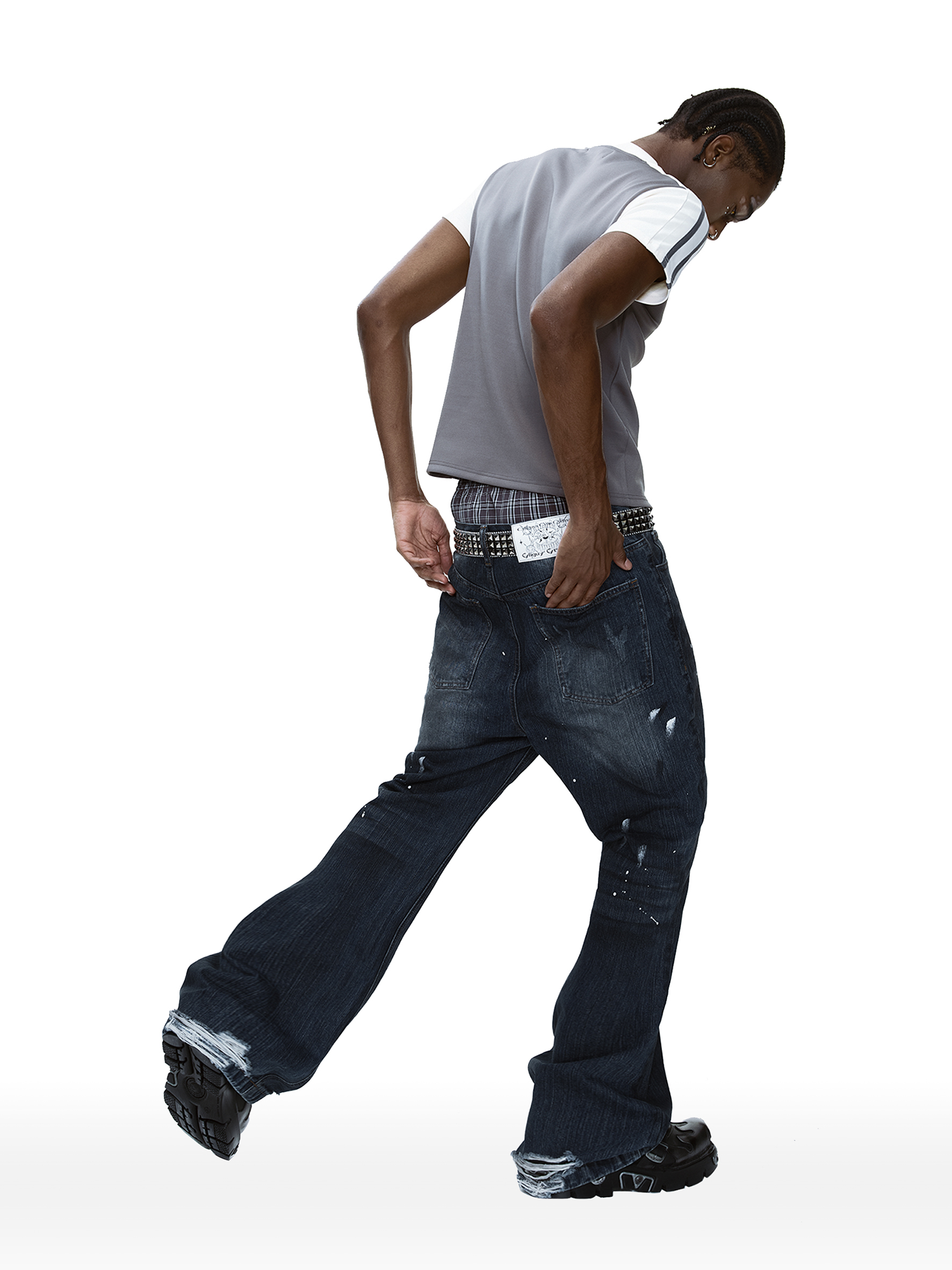 CYCYCY Retro Washed Distressed Flared Jeans-Jeans-XXS / 27"-Free Shipping Leatheretro