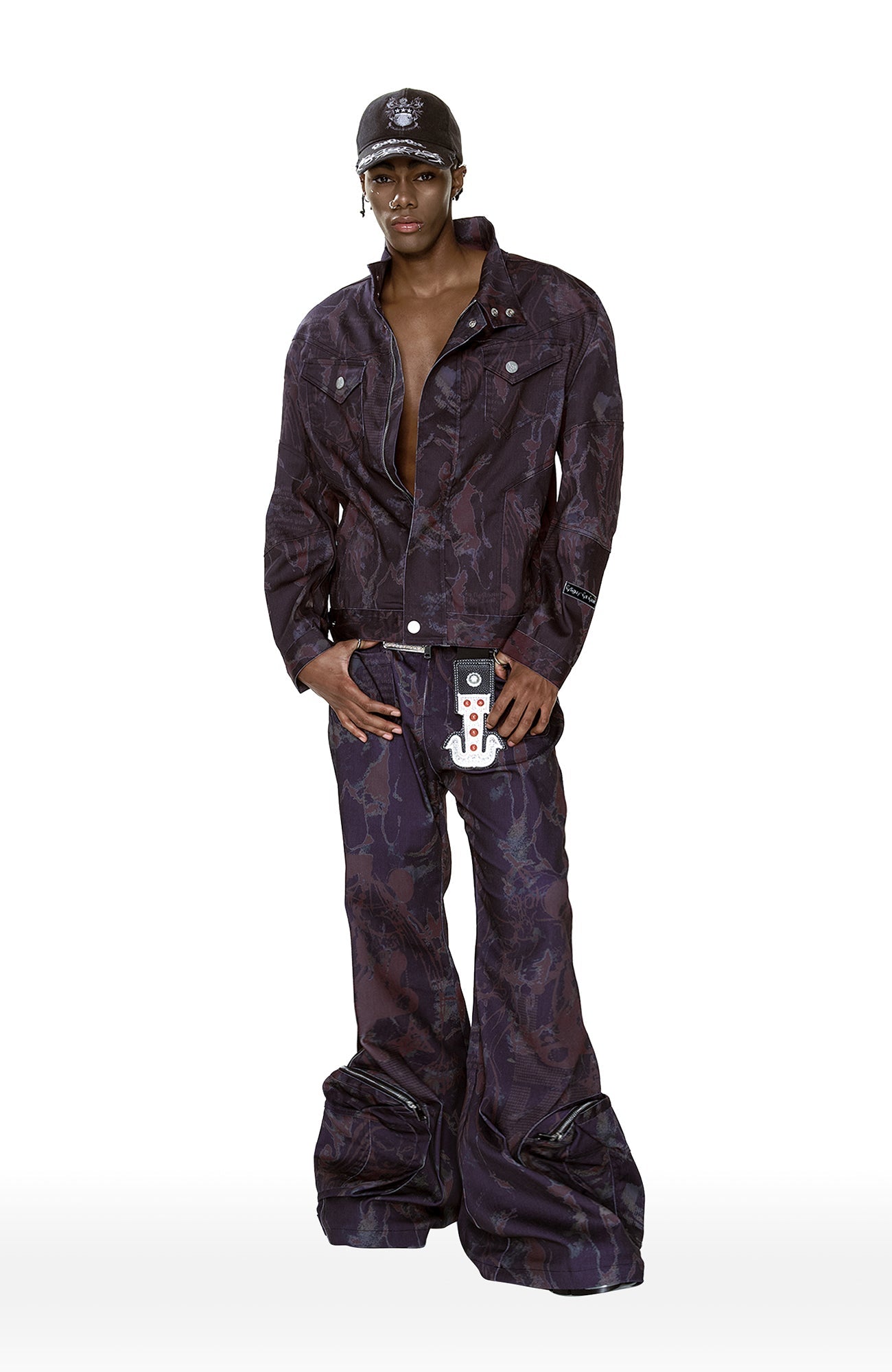 CYCYCY Abstract Graphic Cargo Flared Jeans-Jeans-XXS / 27"-Free Shipping Leatheretro