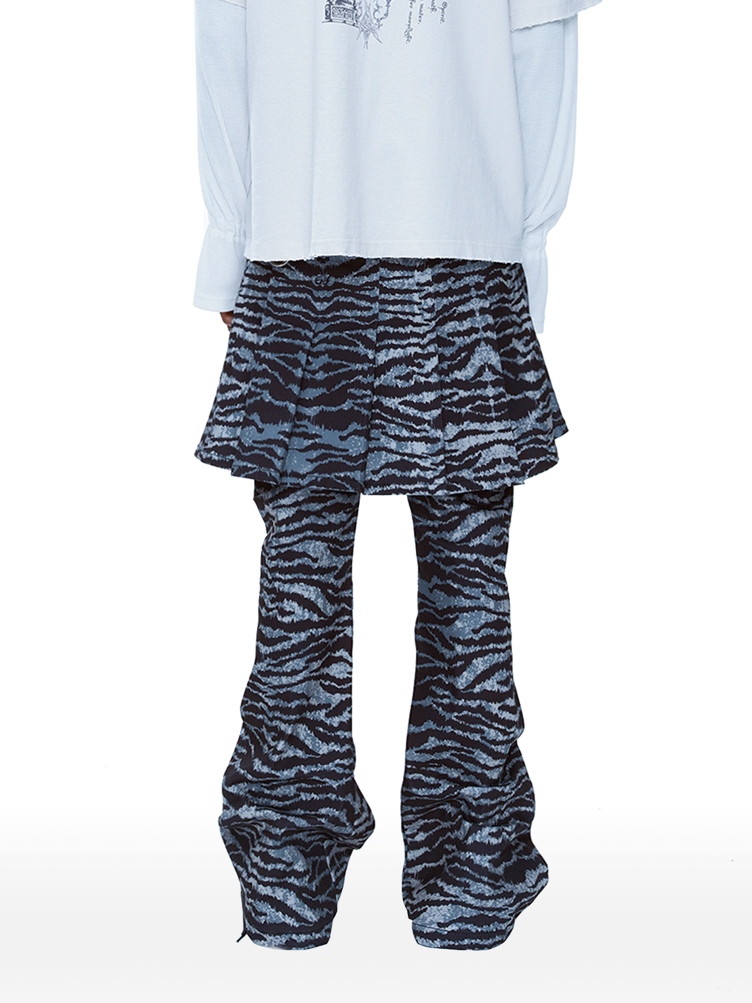 CYCYCY Punk Tiger-Stripe Detachable Pleated Flared Pants-Pants-XXS / 27"-Free Shipping Leatheretro