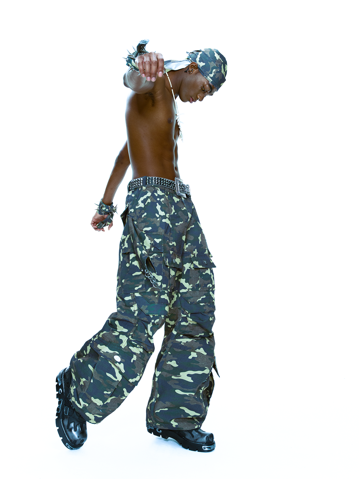 CYCYCY Camo Wide-Leg Cargo Pants-Pants-XXS / 27"-Free Shipping Leatheretro