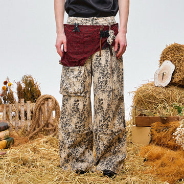 OIPWORD Retro Leopard Detachable Panel Cargo Jeans-Jeans-S-Free Shipping Leatheretro