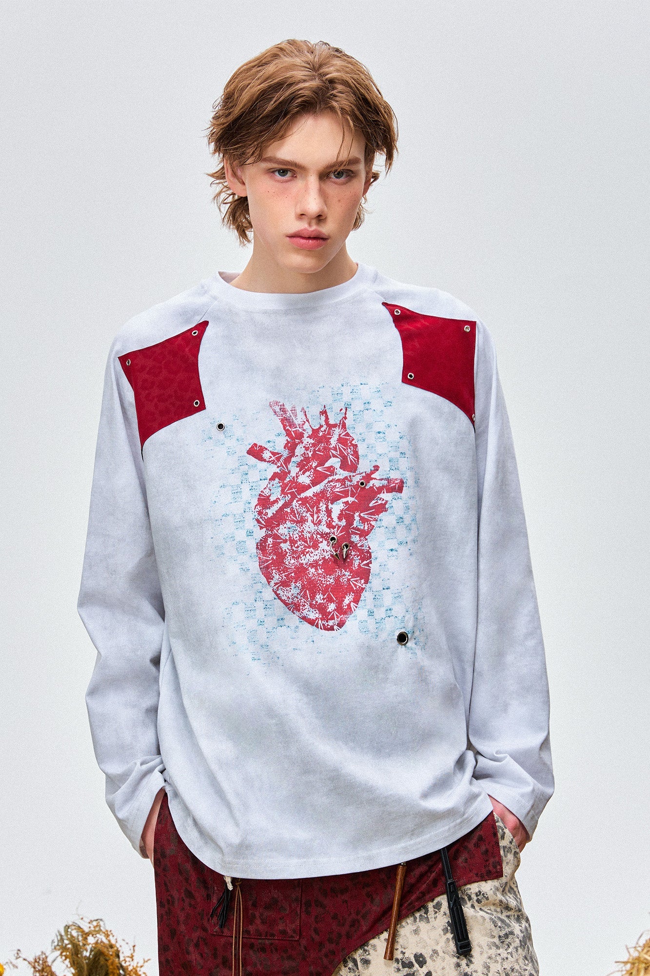 OIPWORD Heart Graphic Appliqu¨¦ Long-Sleeve Tee-L/S Tee-S-Free Shipping Leatheretro