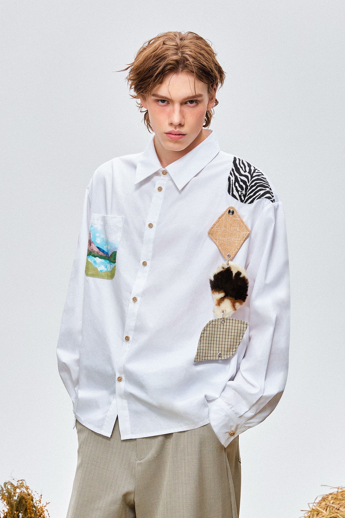 OIPWORD Detachable Patchwork Long-Sleeve Shirt-Shirt-S-Free Shipping Leatheretro