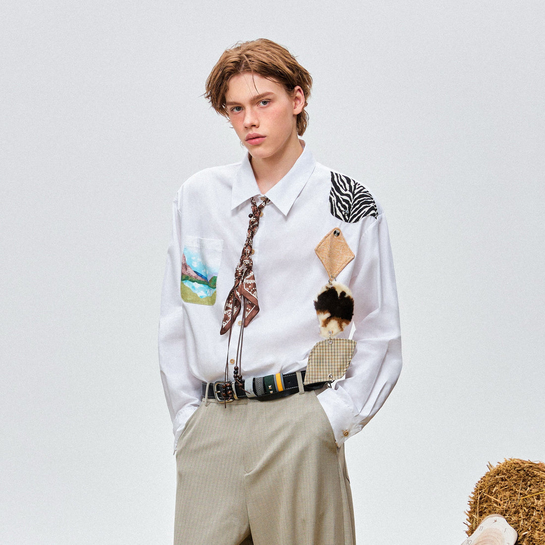 OIPWORD Detachable Patchwork Long-Sleeve Shirt-Shirt-S-Free Shipping Leatheretro