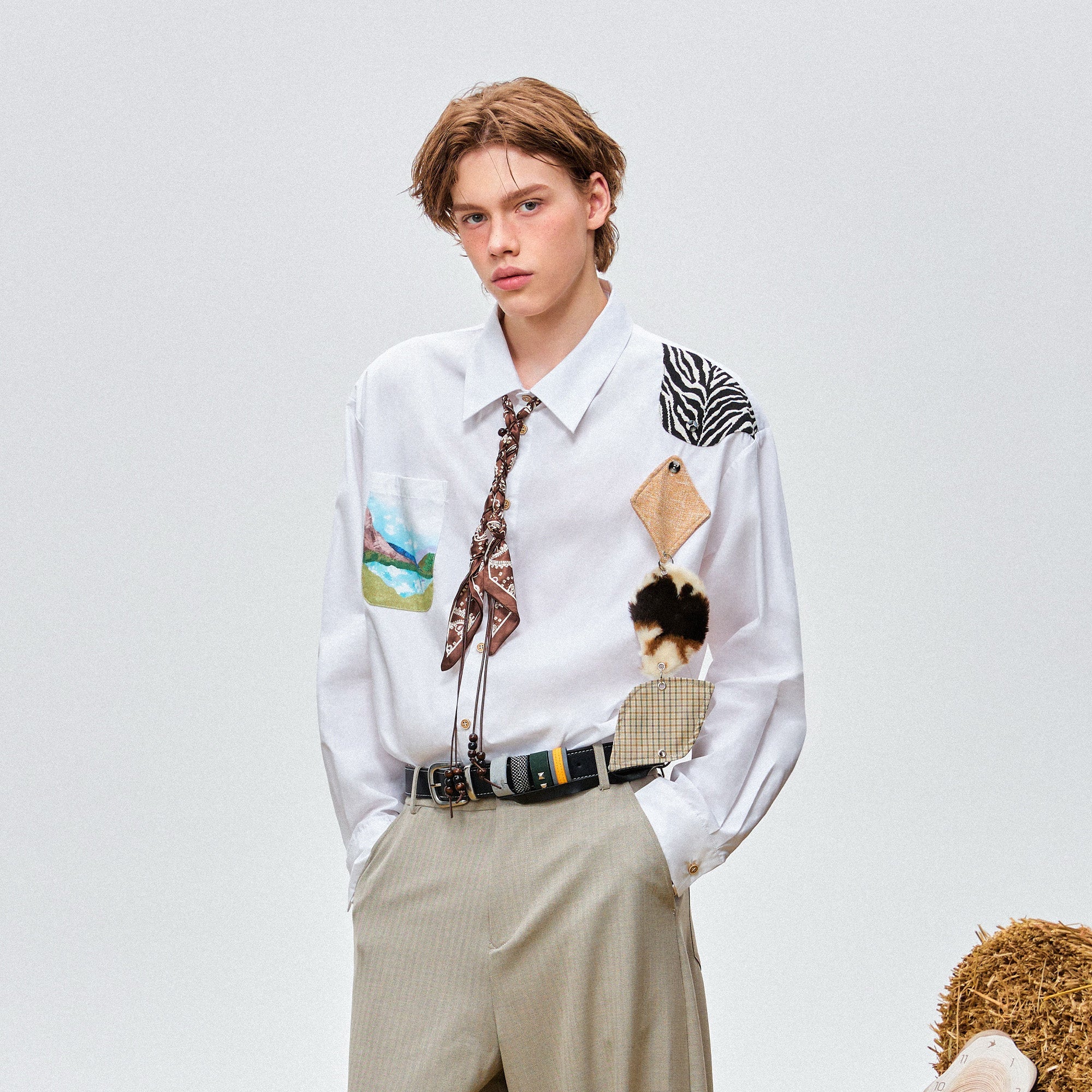 OIPWORD Detachable Patchwork Long-Sleeve Shirt-Shirt-S-Free Shipping Leatheretro