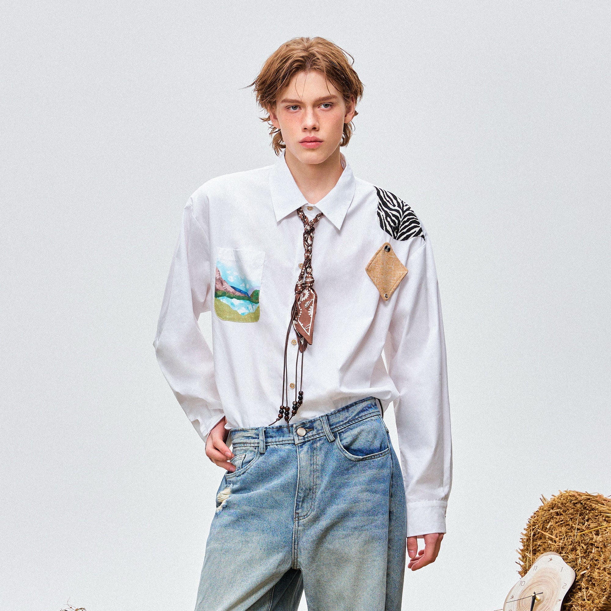 OIPWORD Detachable Patchwork Long-Sleeve Shirt-Shirt-S-Free Shipping Leatheretro
