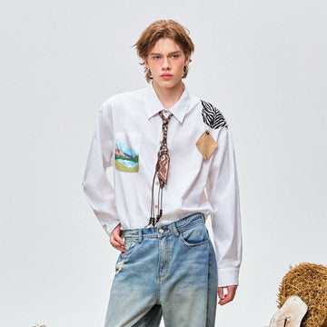 OIPWORD Detachable Patchwork Long-Sleeve Shirt-Shirt-S-Free Shipping Leatheretro
