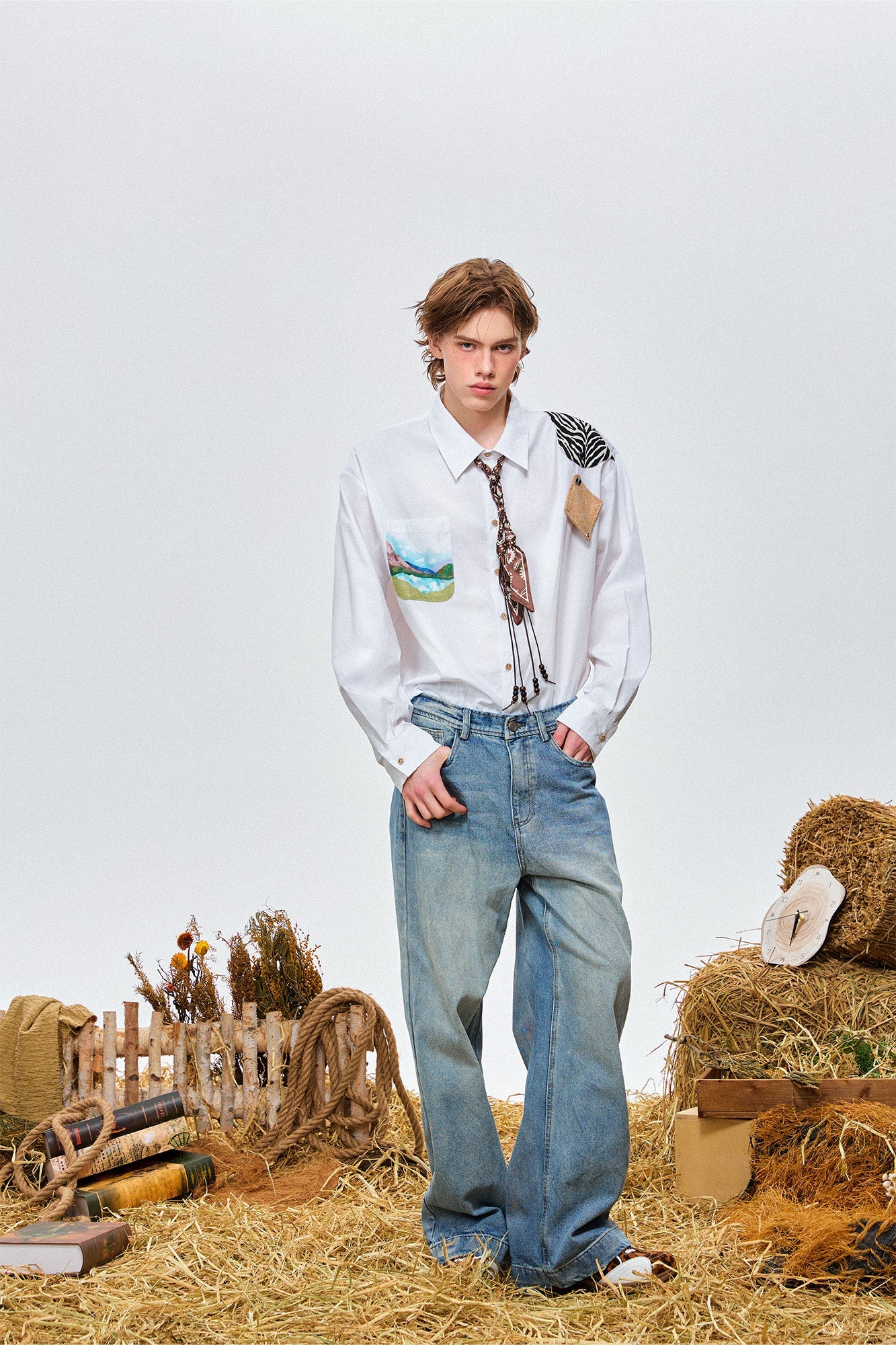 OIPWORD Detachable Patchwork Long-Sleeve Shirt-Shirt-S-Free Shipping Leatheretro