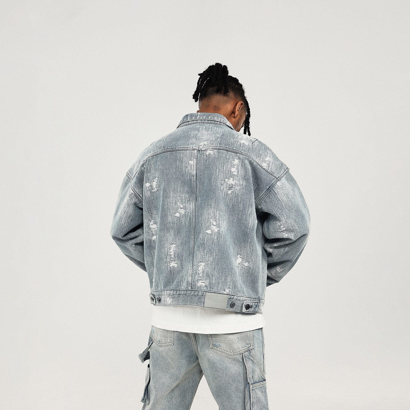 BONELESS Ripped Washed Denim Jacket-Jacket-S-Free Shipping Leatheretro