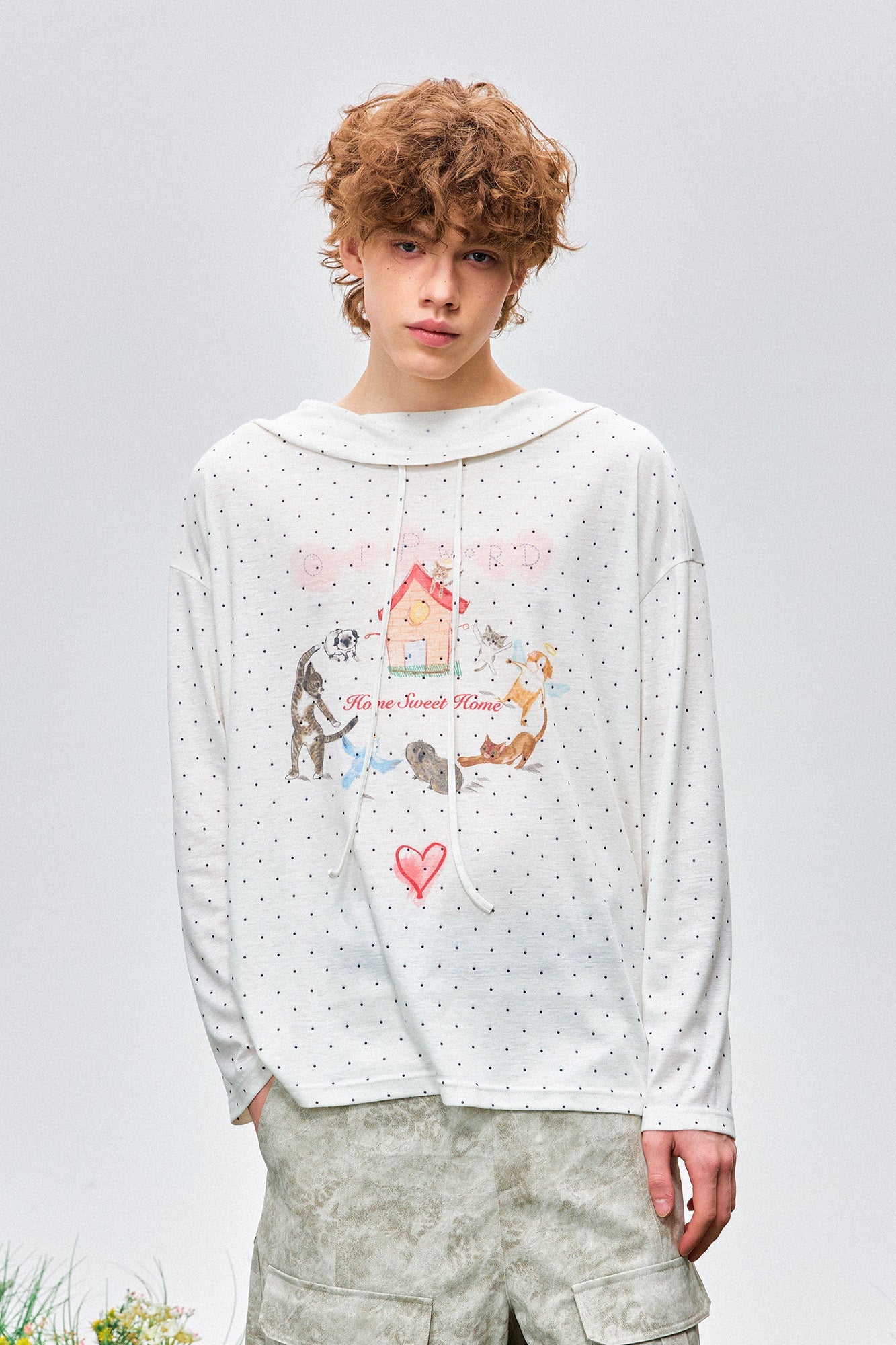 OIPWORD Polka Dot Graphic Hooded Long-Sleeve Tee-Jacket-S-Free Shipping Leatheretro