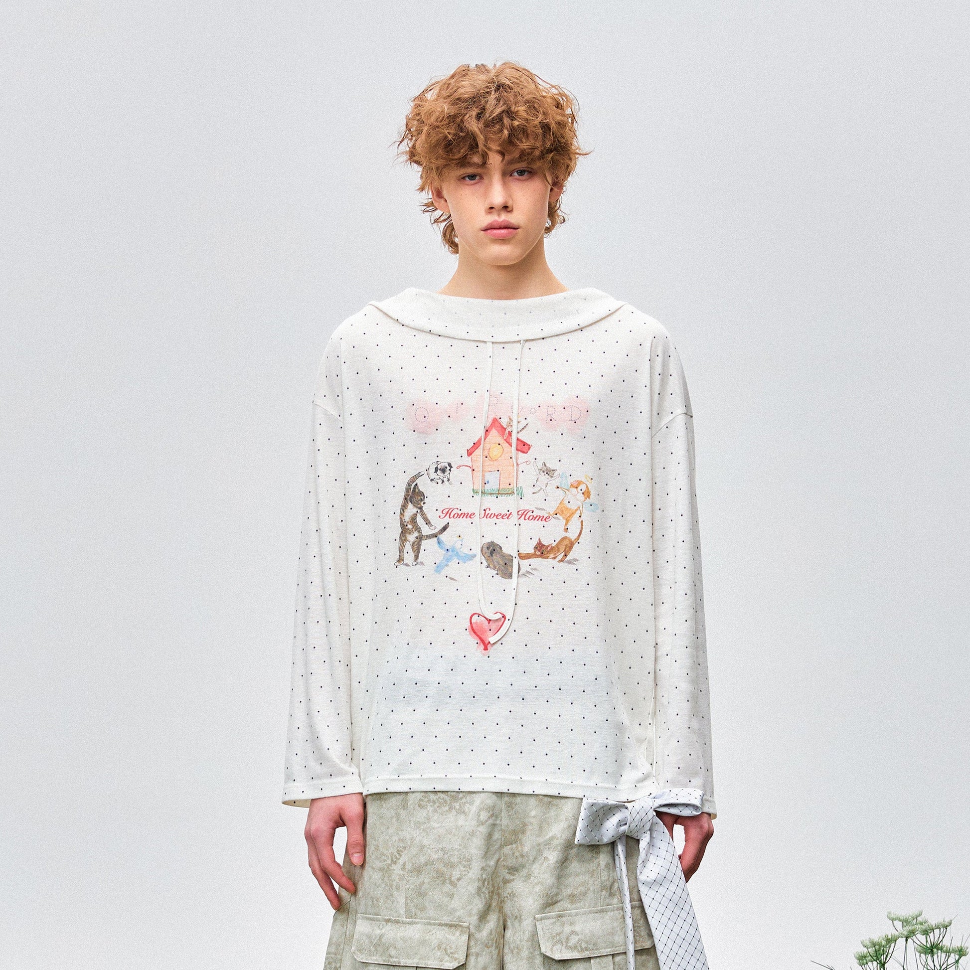 OIPWORD Polka Dot Graphic Hooded Long-Sleeve Tee-Jacket-S-Free Shipping Leatheretro