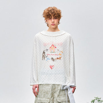 OIPWORD Polka Dot Graphic Hooded Long-Sleeve Tee-Jacket-S-Free Shipping Leatheretro