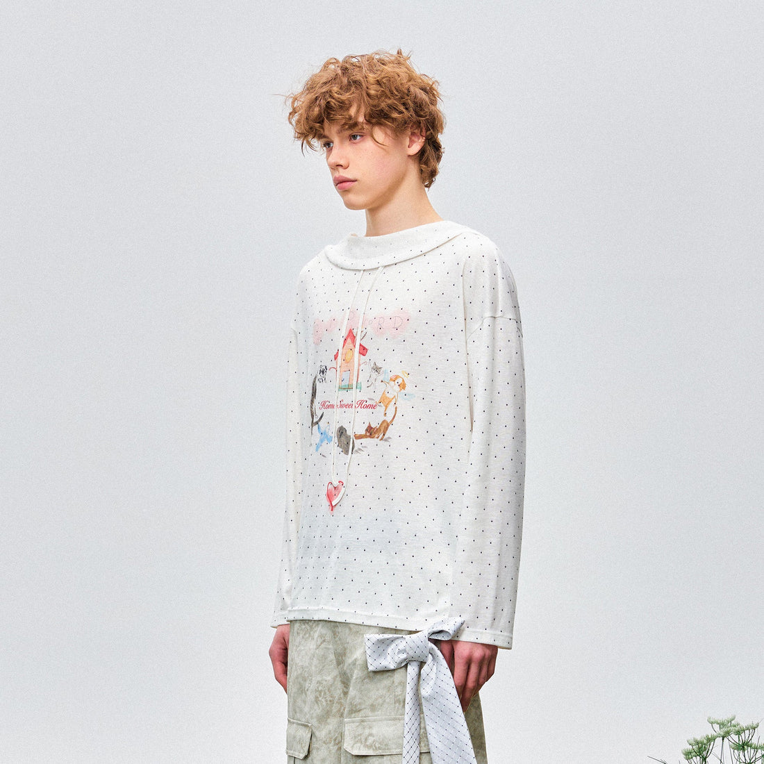OIPWORD Polka Dot Graphic Hooded Long-Sleeve Tee-Jacket-S-Free Shipping Leatheretro