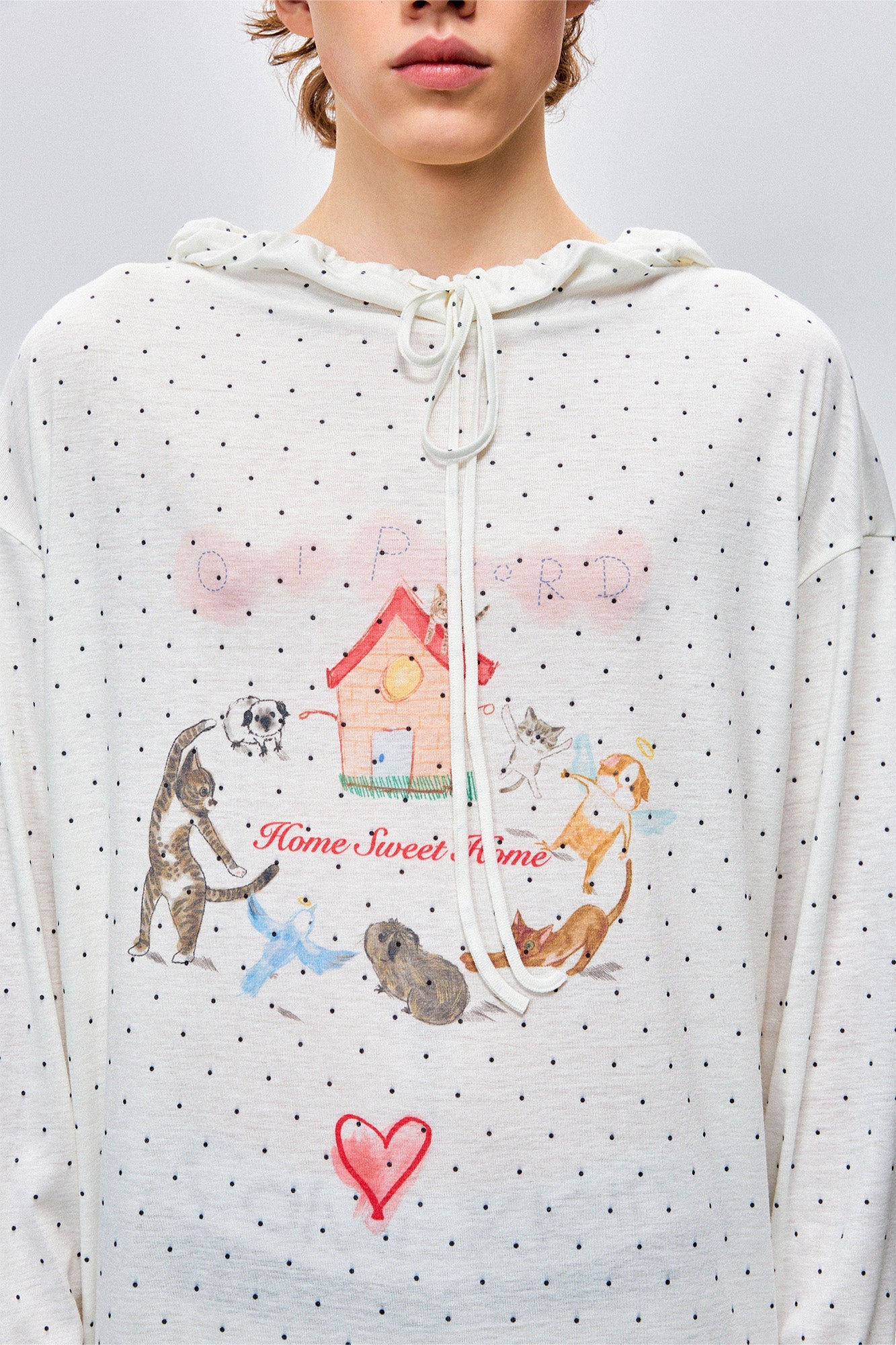 OIPWORD Polka Dot Graphic Hooded Long-Sleeve Tee-Jacket-S-Free Shipping Leatheretro