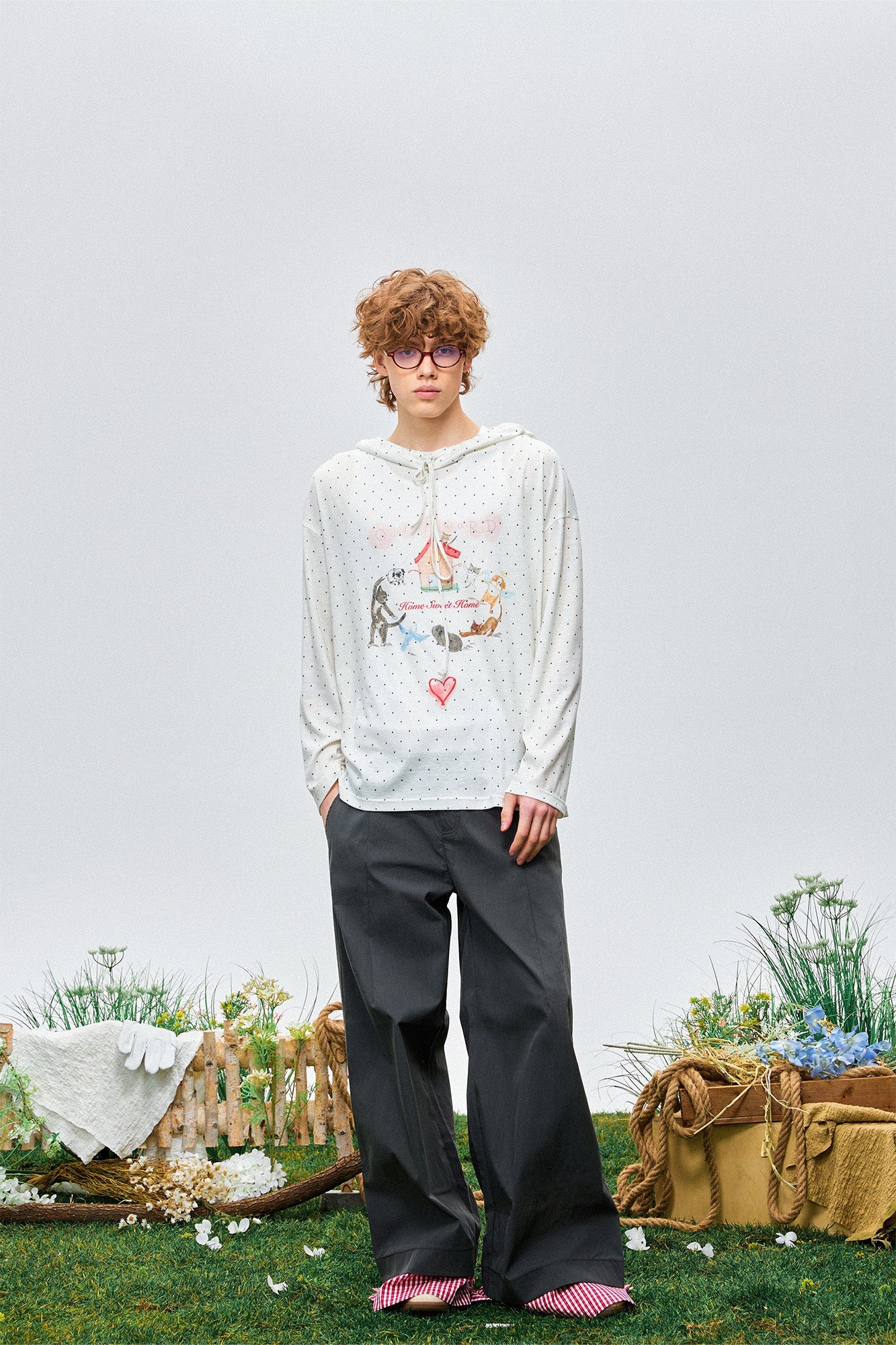 OIPWORD Polka Dot Graphic Hooded Long-Sleeve Tee-Jacket-S-Free Shipping Leatheretro