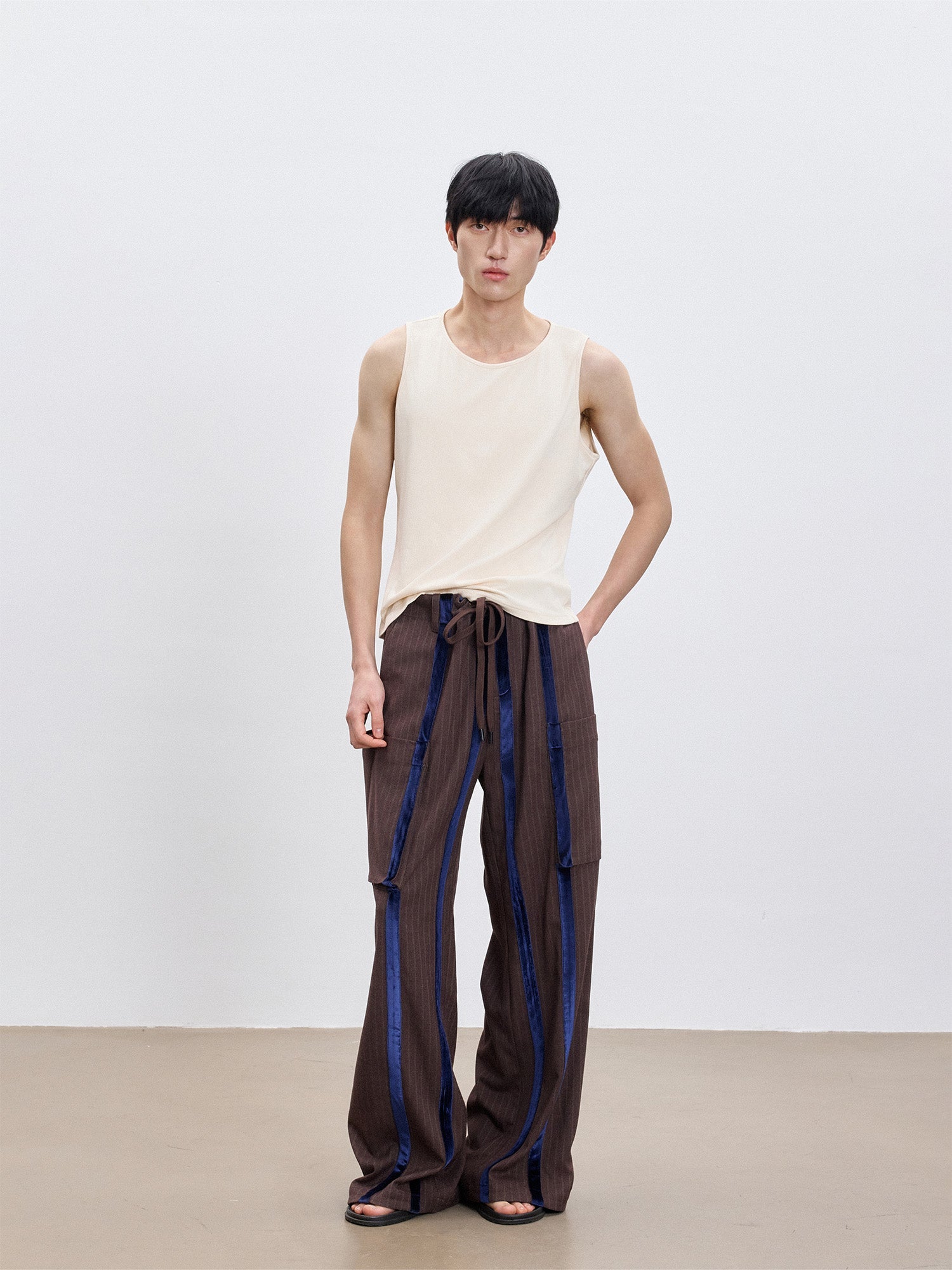 TUIMU Velvet Stripe Patch Cargo Pants-Pants-S (Preorder)-Free Shipping Leatheretro