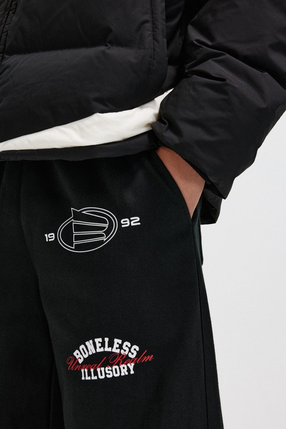 BONELESS Racing Logo Sweatpants-Pants-S-Grey-Free Shipping Leatheretro