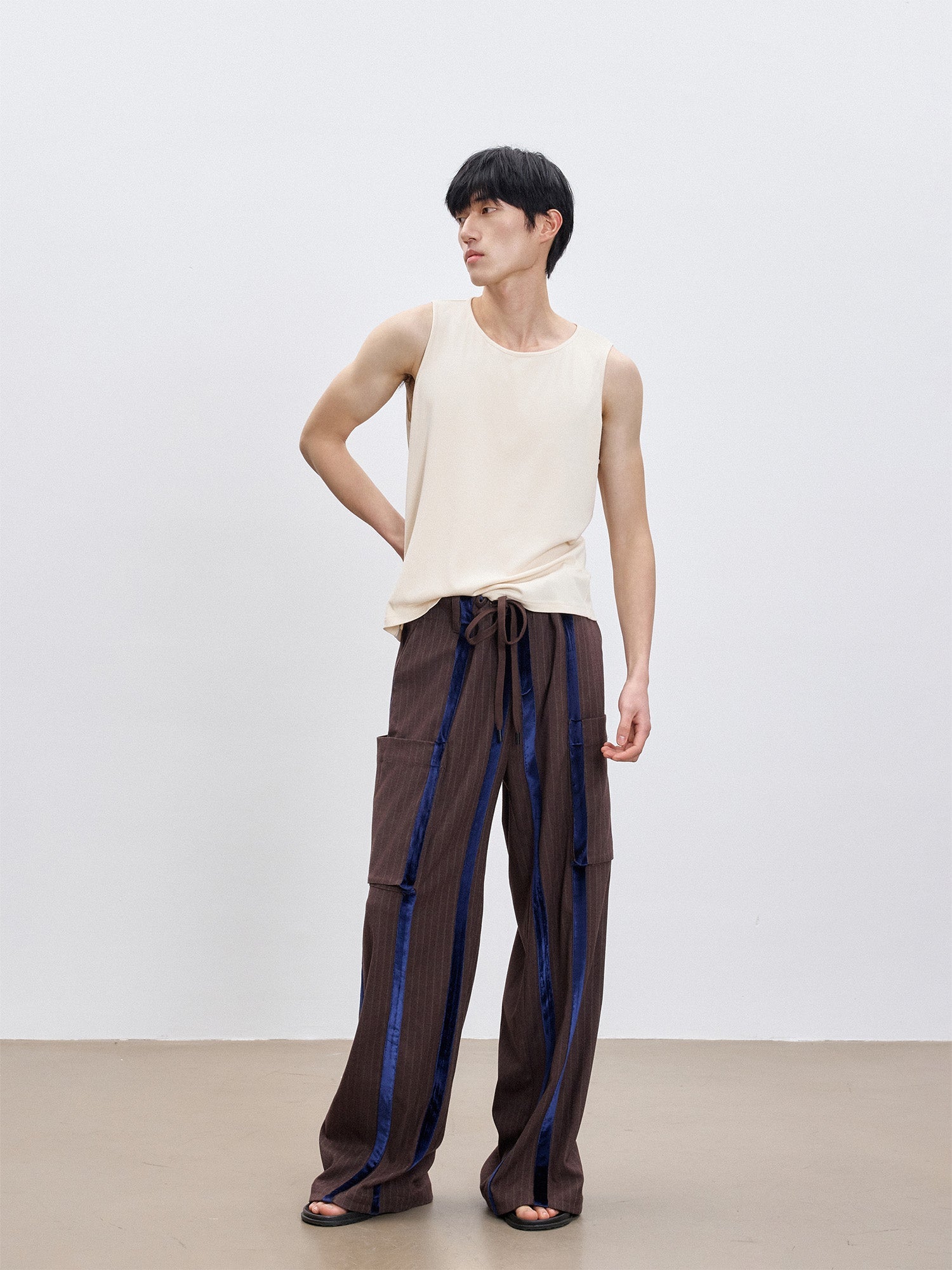 TUIMU Velvet Stripe Patch Cargo Pants-Pants-S (Preorder)-Free Shipping Leatheretro
