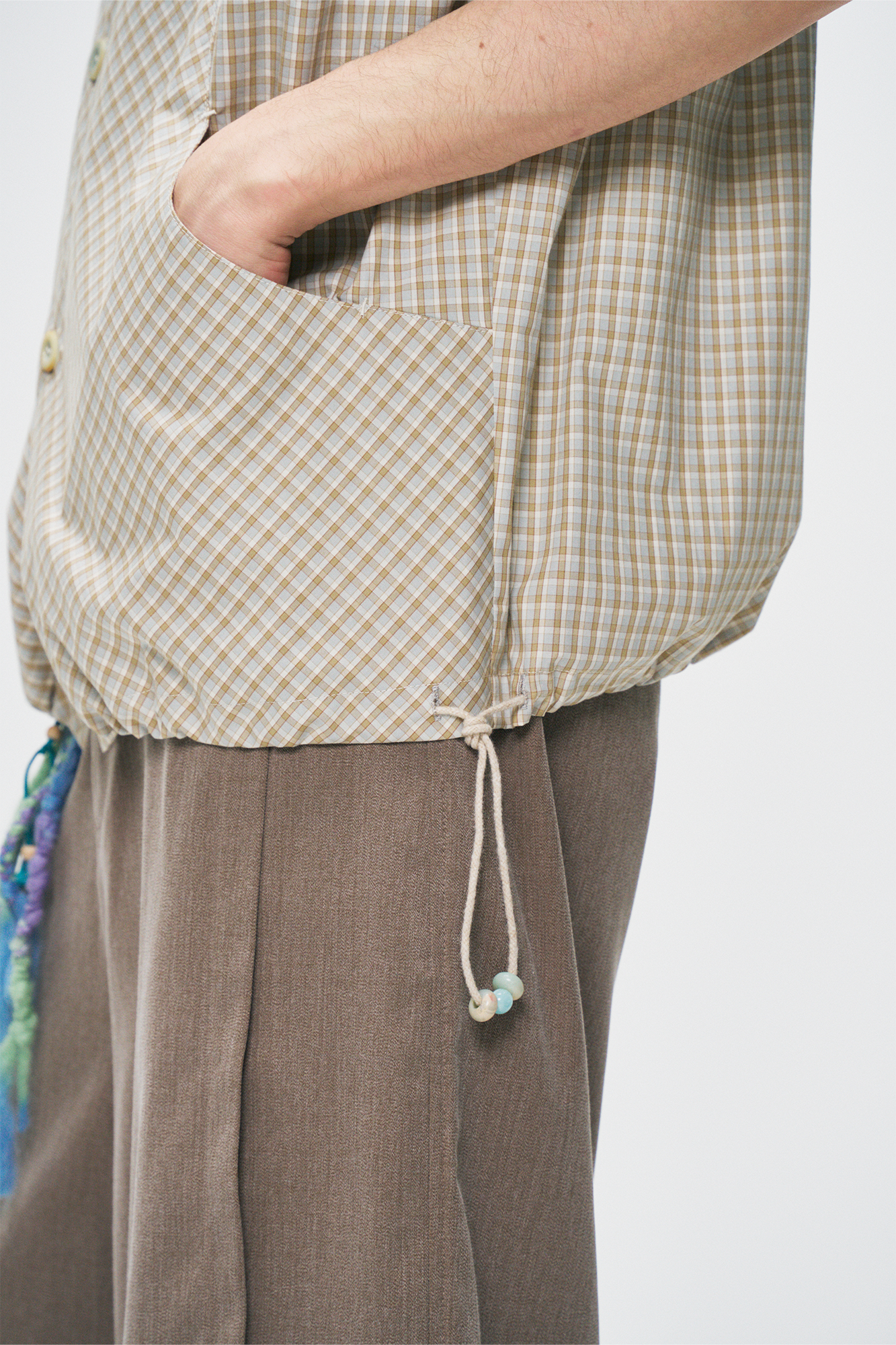 GONGHE REPUB Check Adjustable Hem Half Shirt-Half shirt-S-Free Shipping Leatheretro